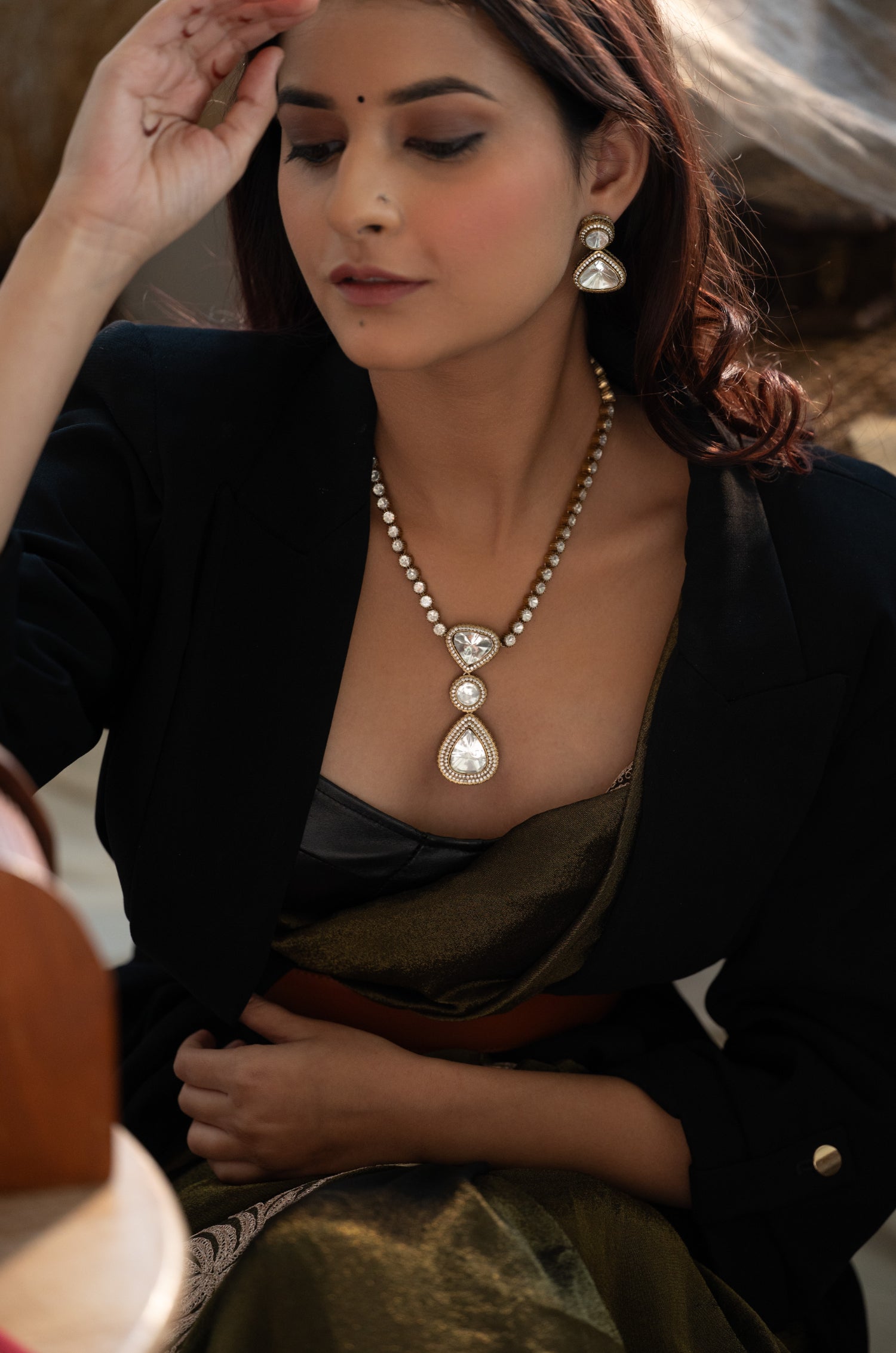 Everly Victorian Polki Necklace Set