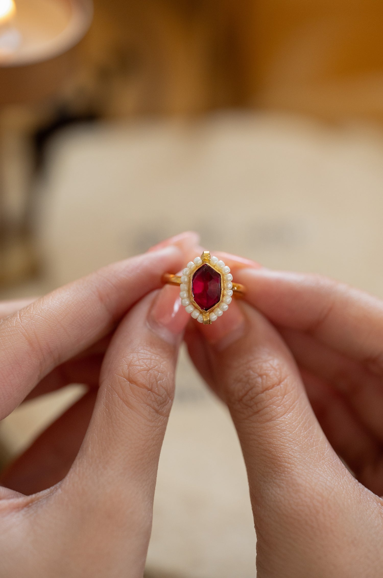 Vasudha Red Kundan Ring
