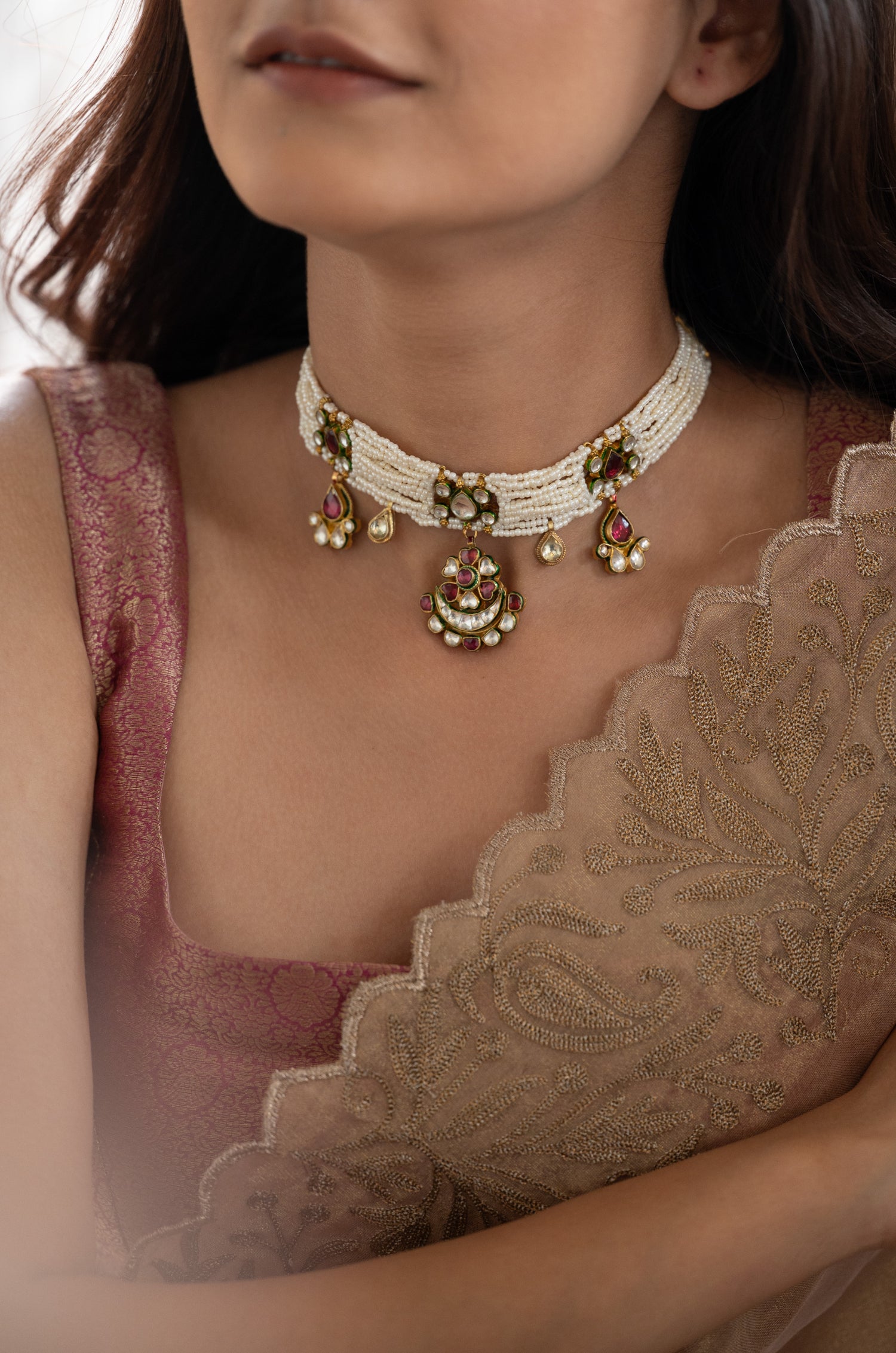 Tabitha Pink Kundan Necklace
