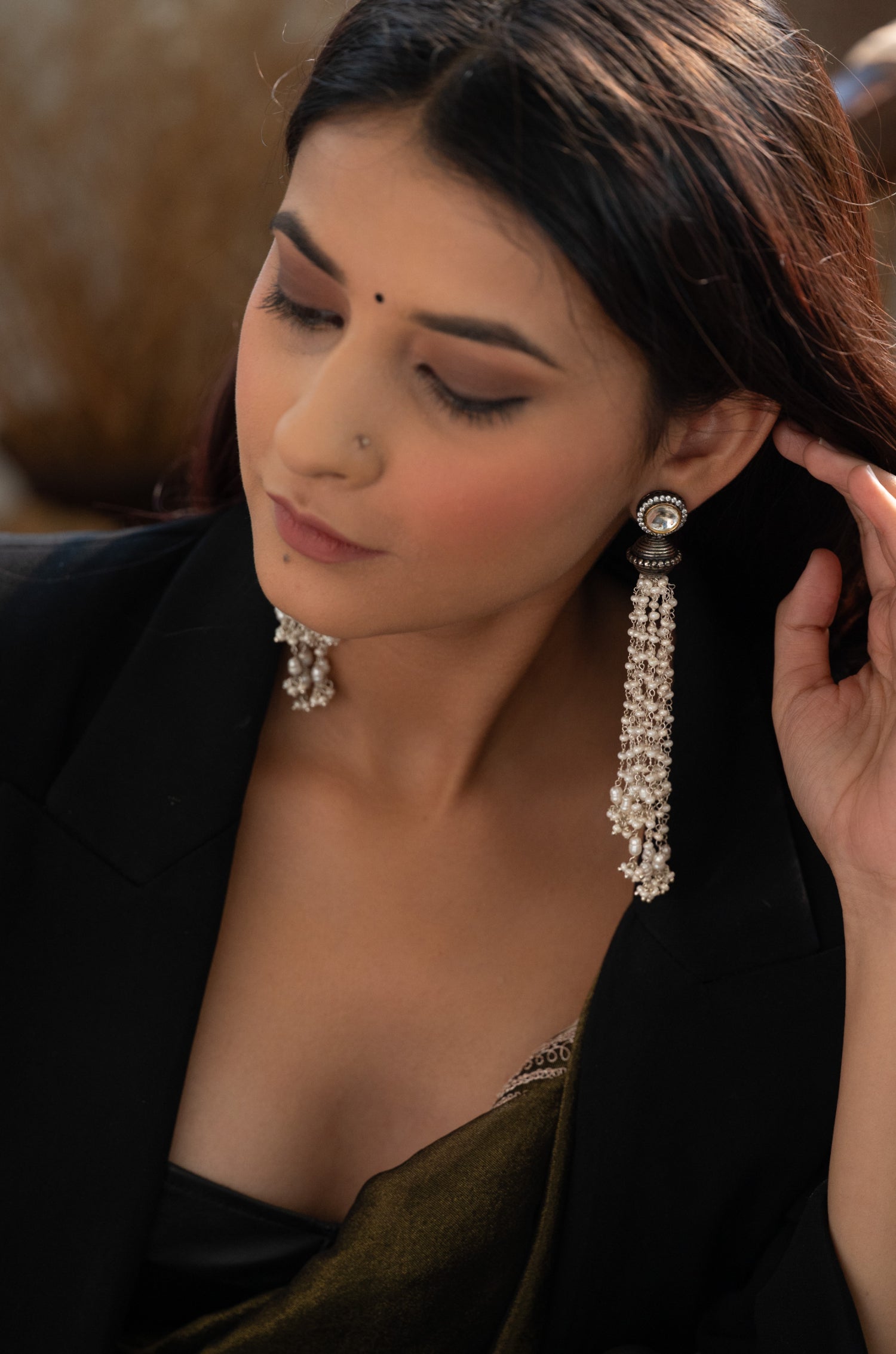 Himani Polki And Pearl Earrings