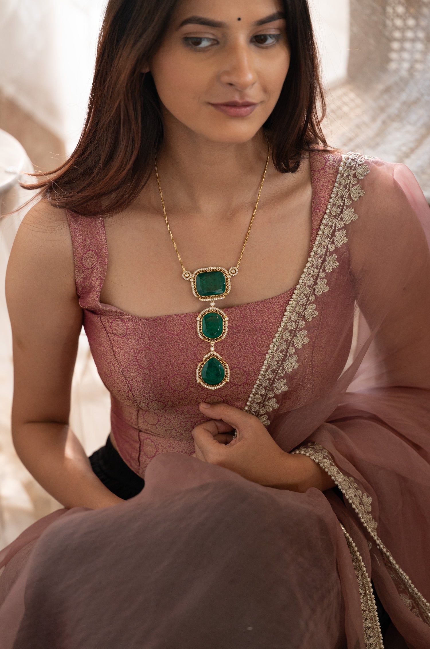 Sahiba Green Victorian Necklace Set