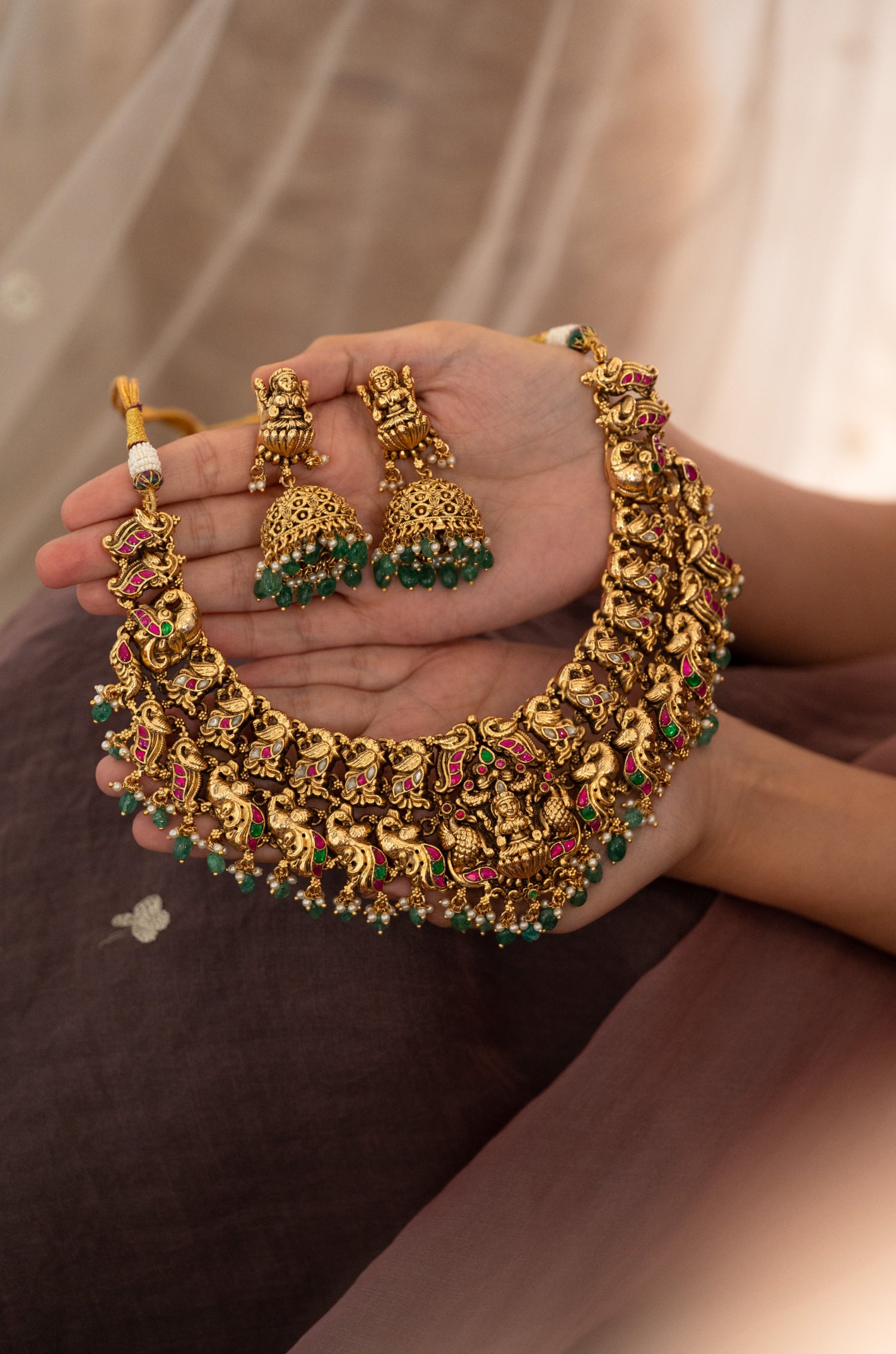 Sonika Temple Work Necklace Set