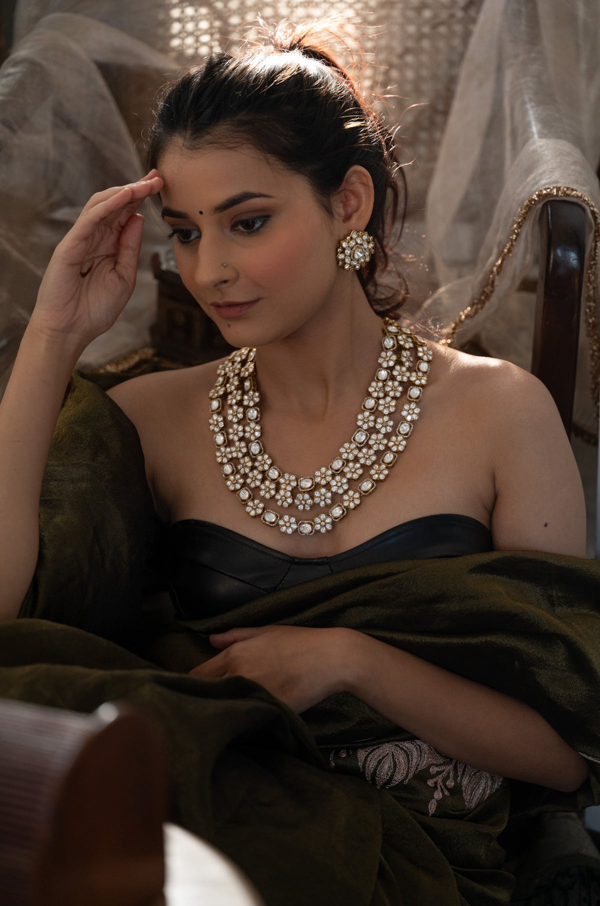 Marvi Layered Polki Necklace Set