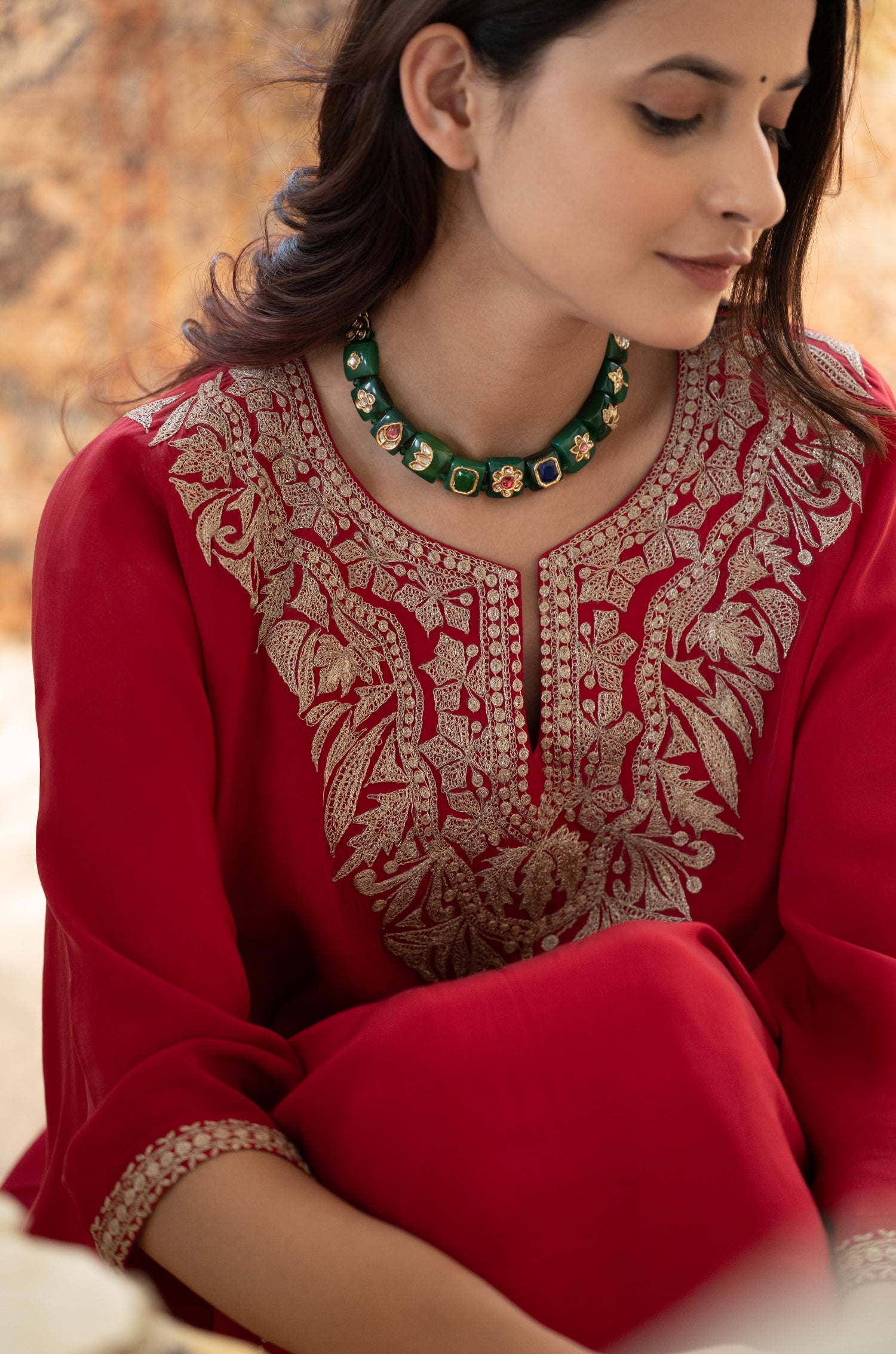Areeza Green Kundan Necklace