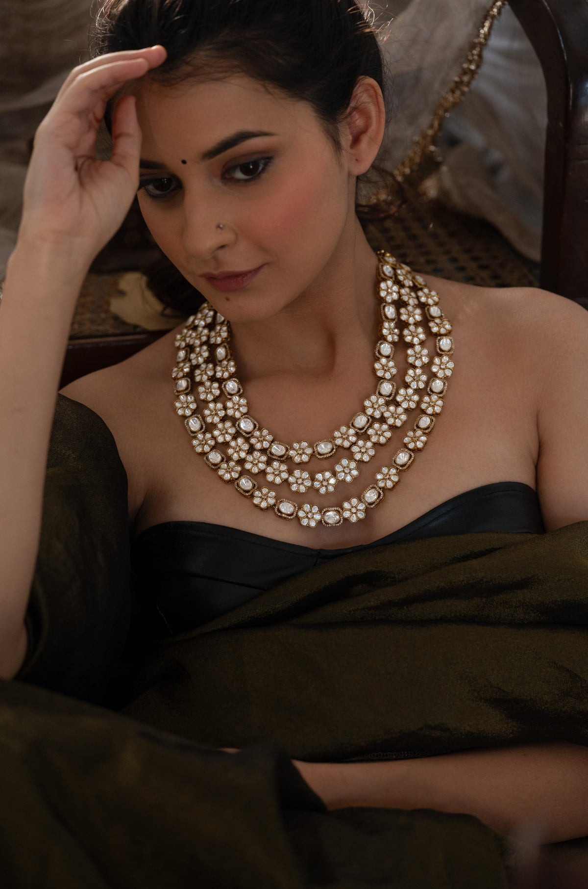 Marvi Layered Polki Necklace Set