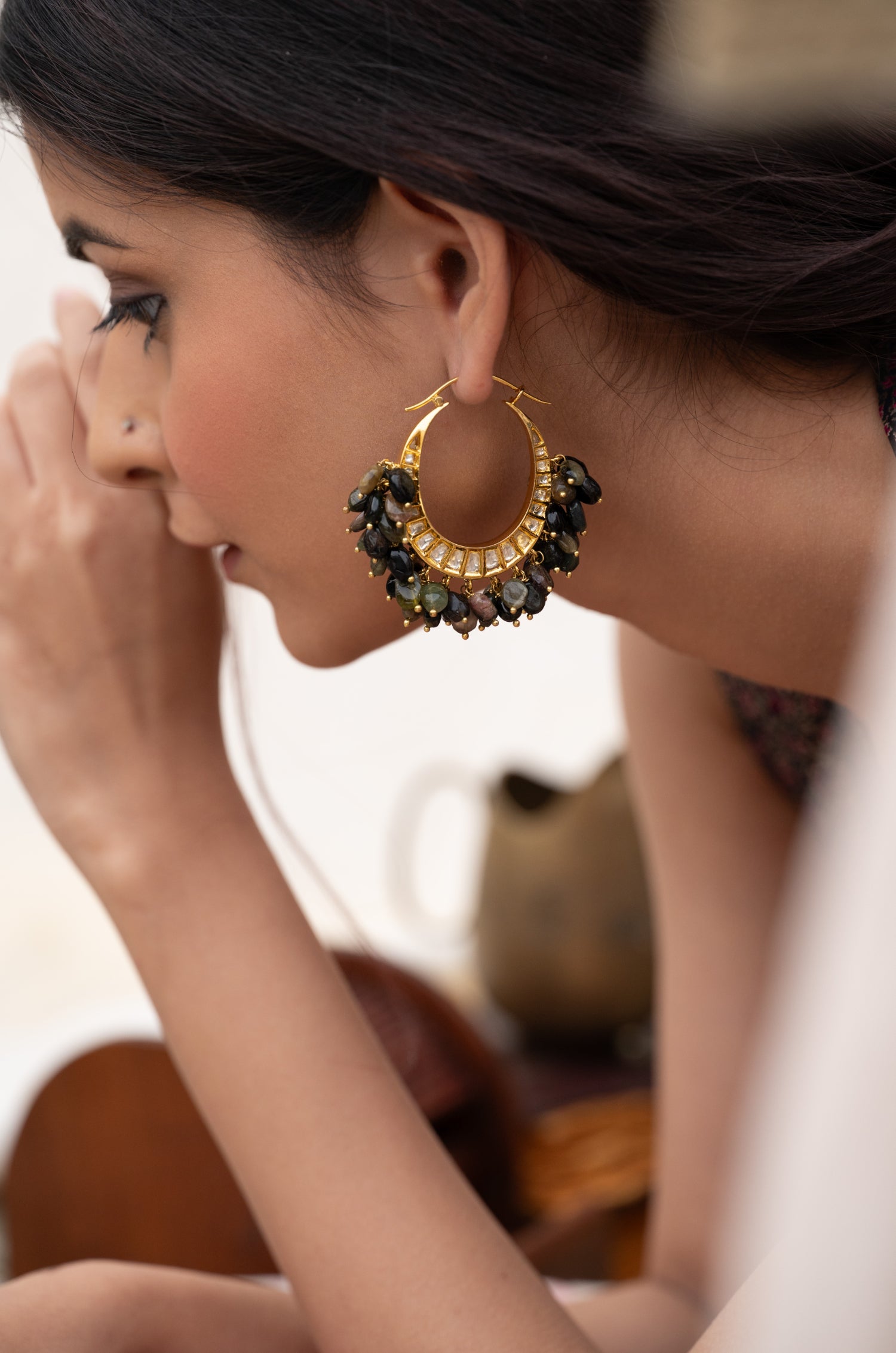 Param Multicolored Chandbali Earrings