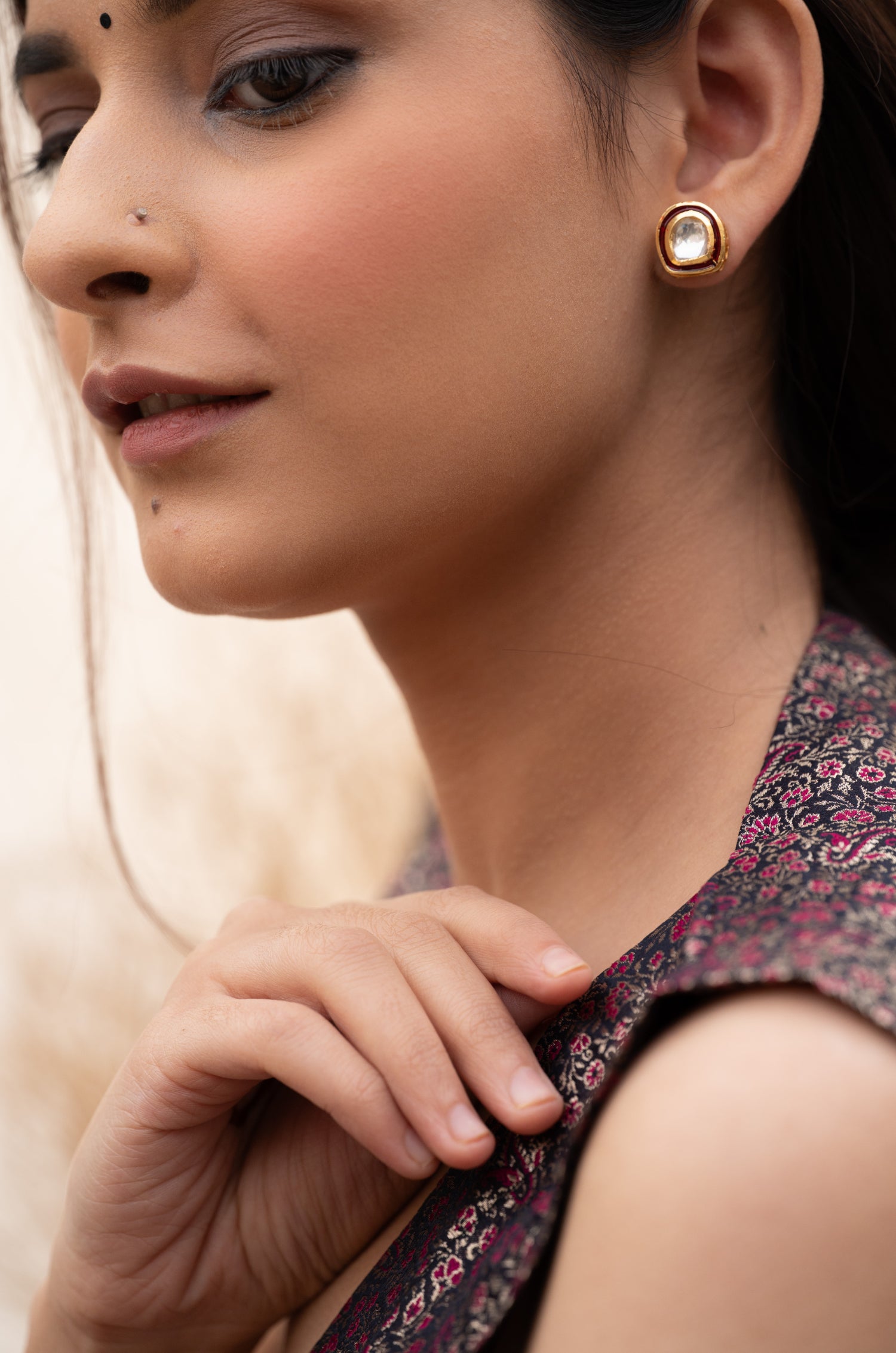 Pia Red Kundan Earrings