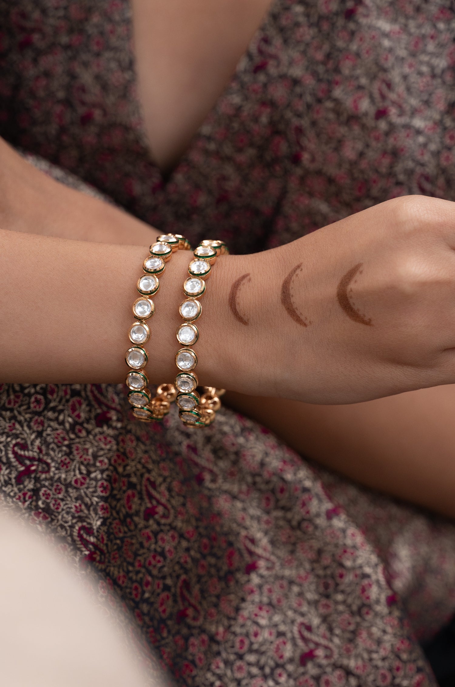 Diya Kundan Bangles - Set of 2