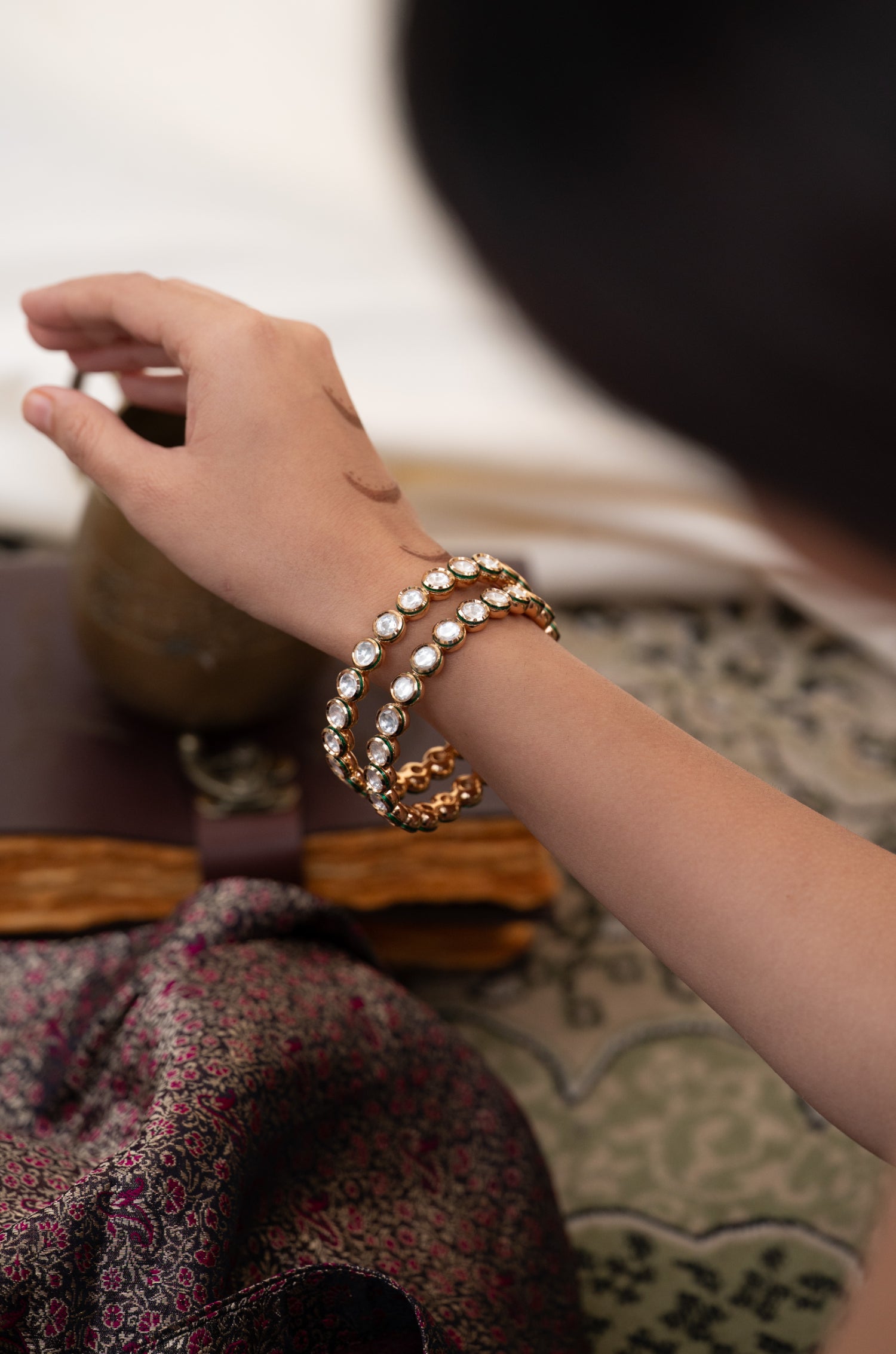 Diya Kundan Bangles - Set of 2