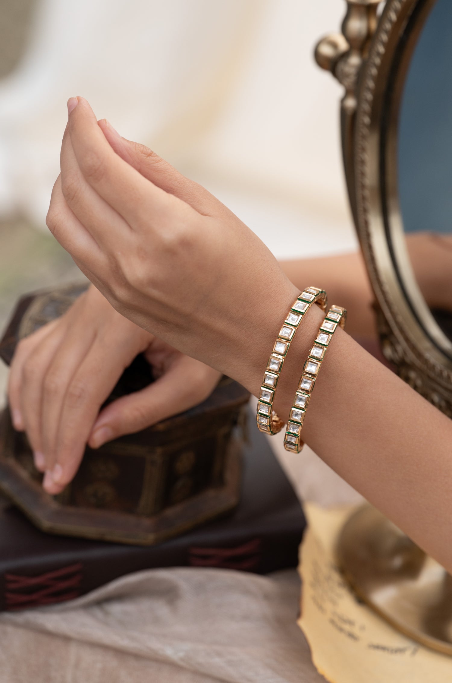Tarisha Kundan Bangles - Set of 2