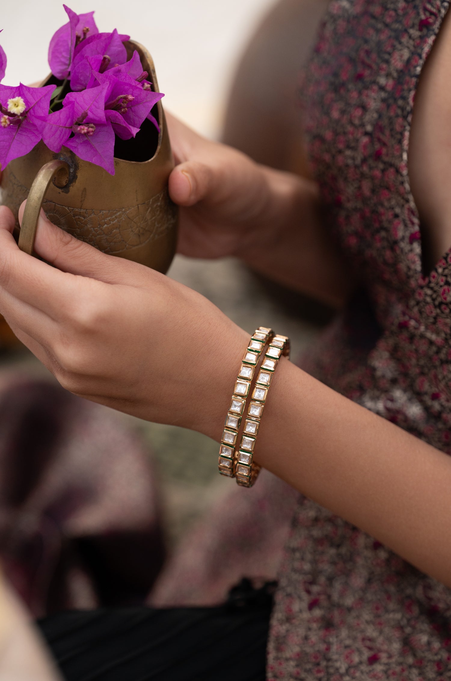 Tarisha Kundan Bangles - Set of 2