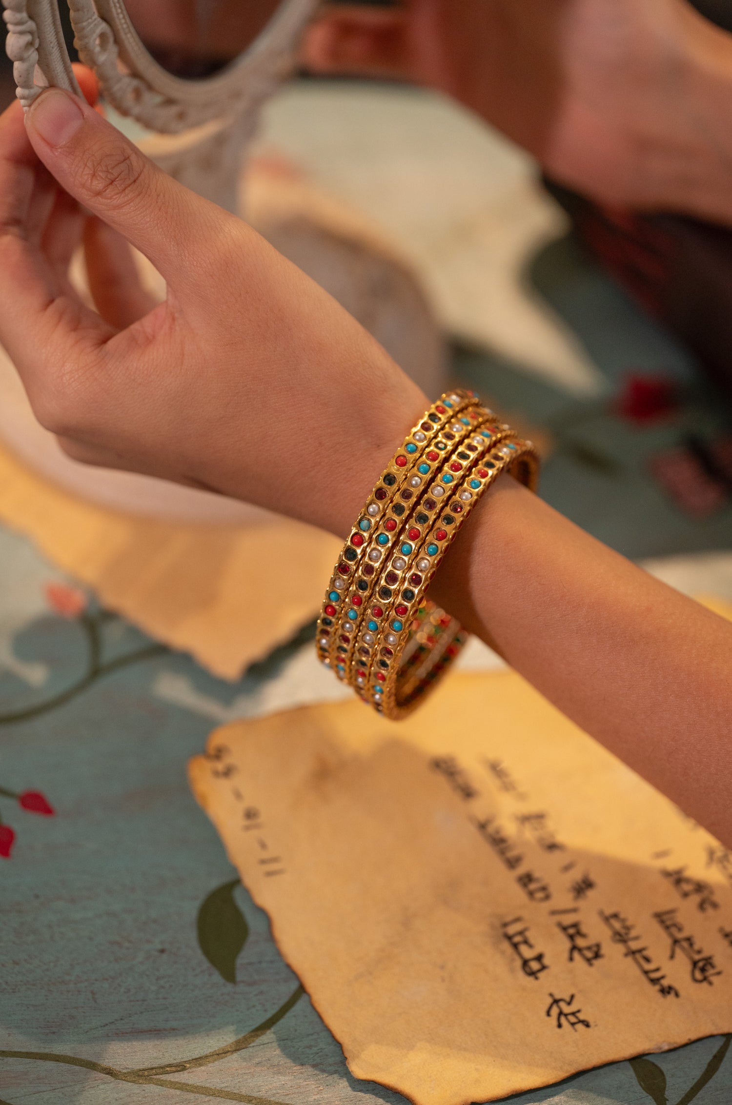 Siya Multicolored Jadau Bangles - Set of 4