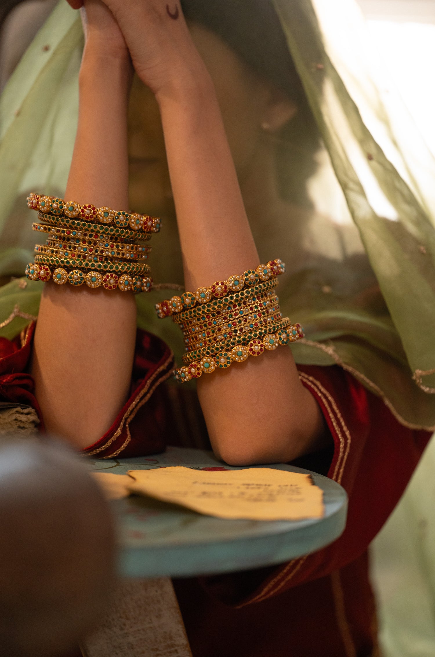 Siya Red Jadau Bangles - Set of 4