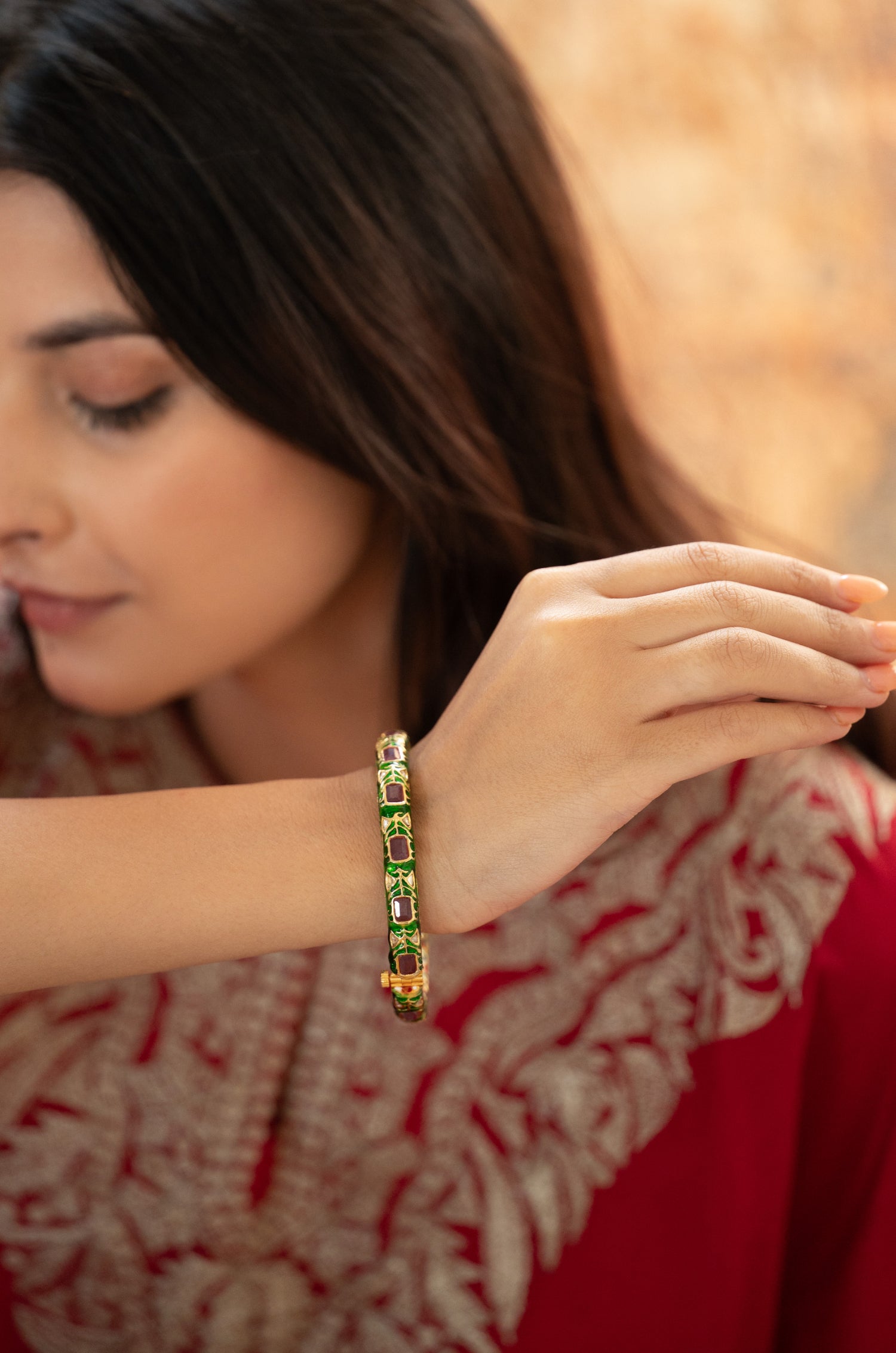 Samaira Green Meenakari Bangle