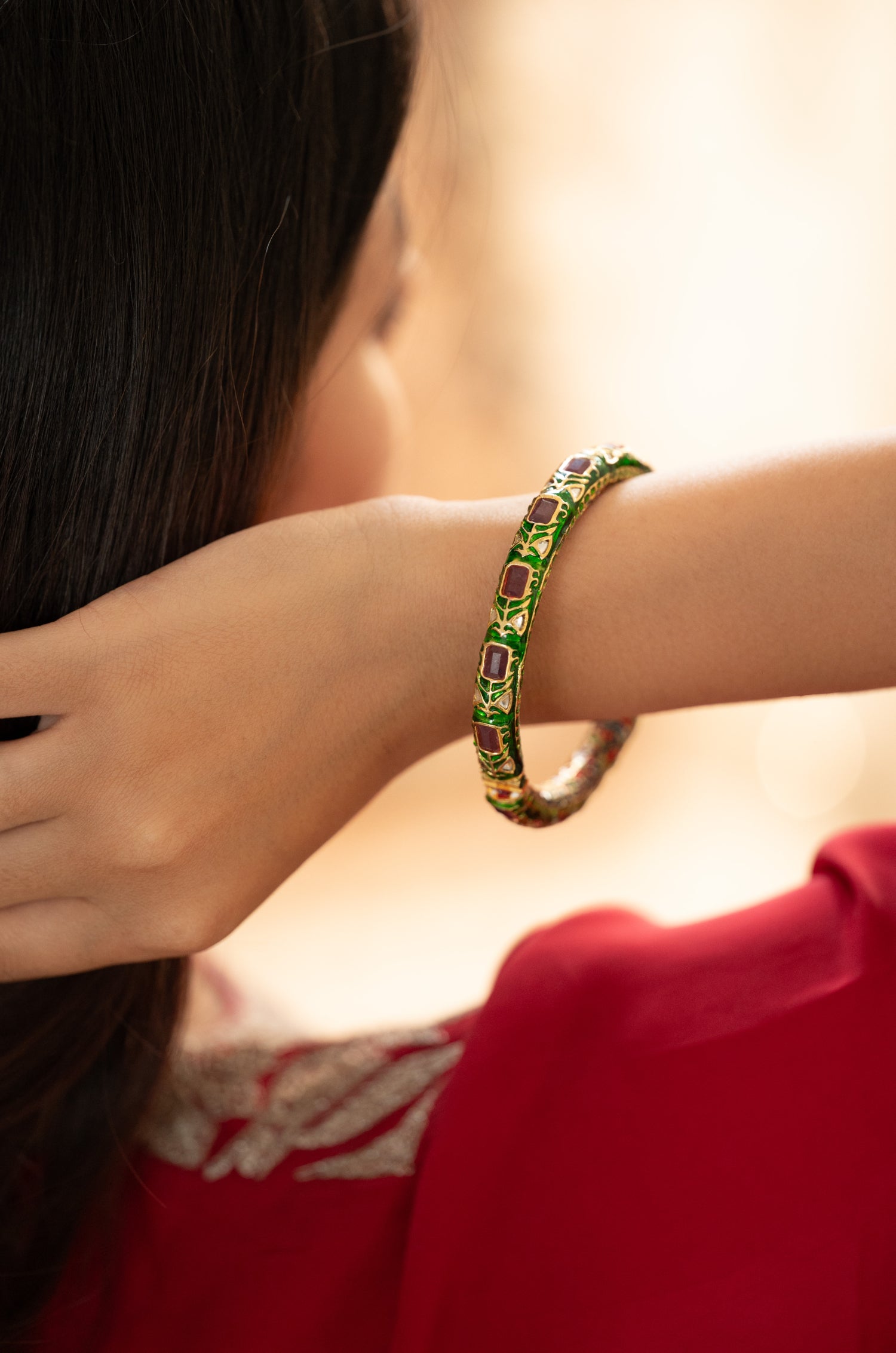 Samaira Green Meenakari Bangle