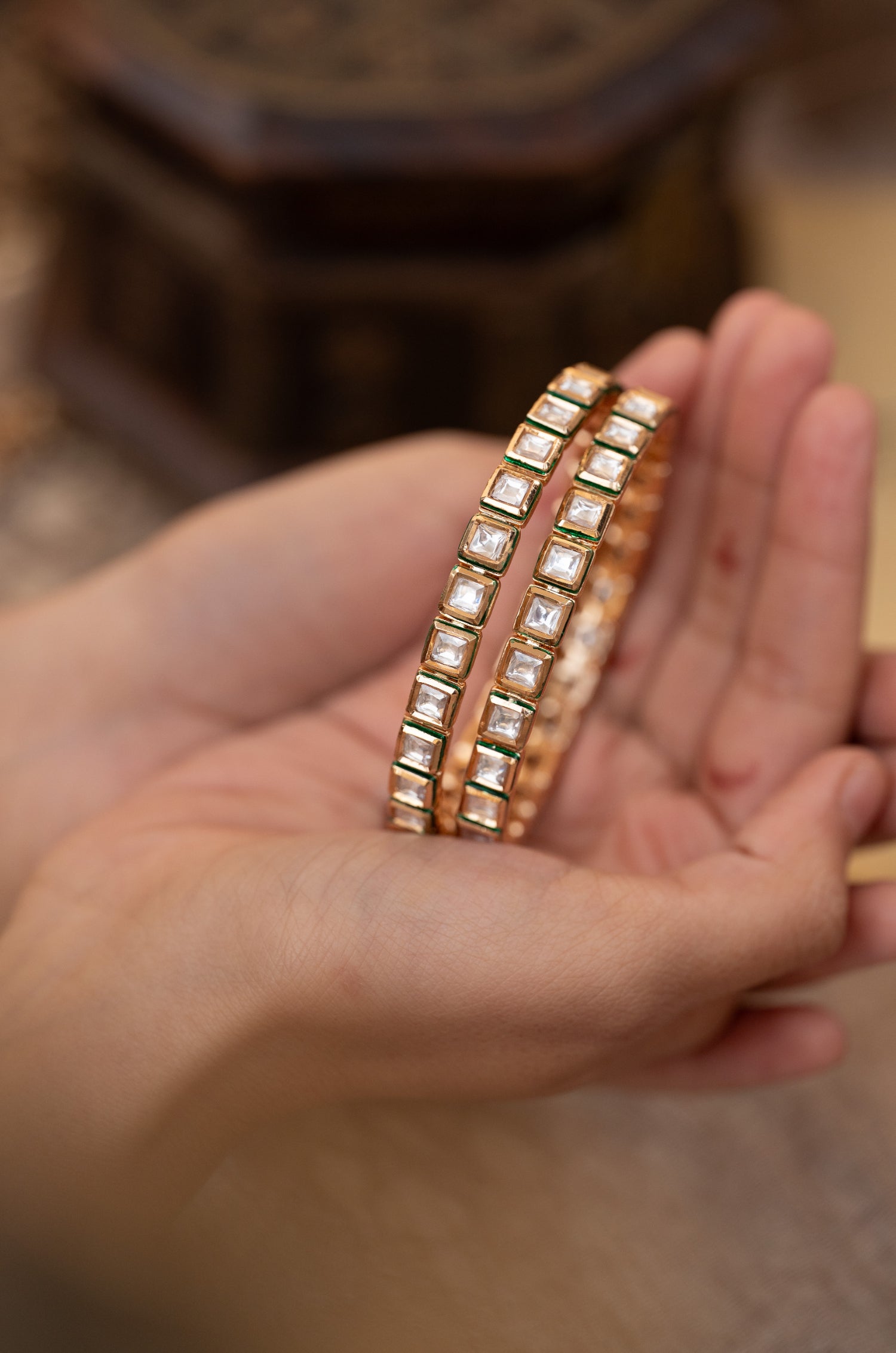 Tarisha Kundan Bangles - Set of 2