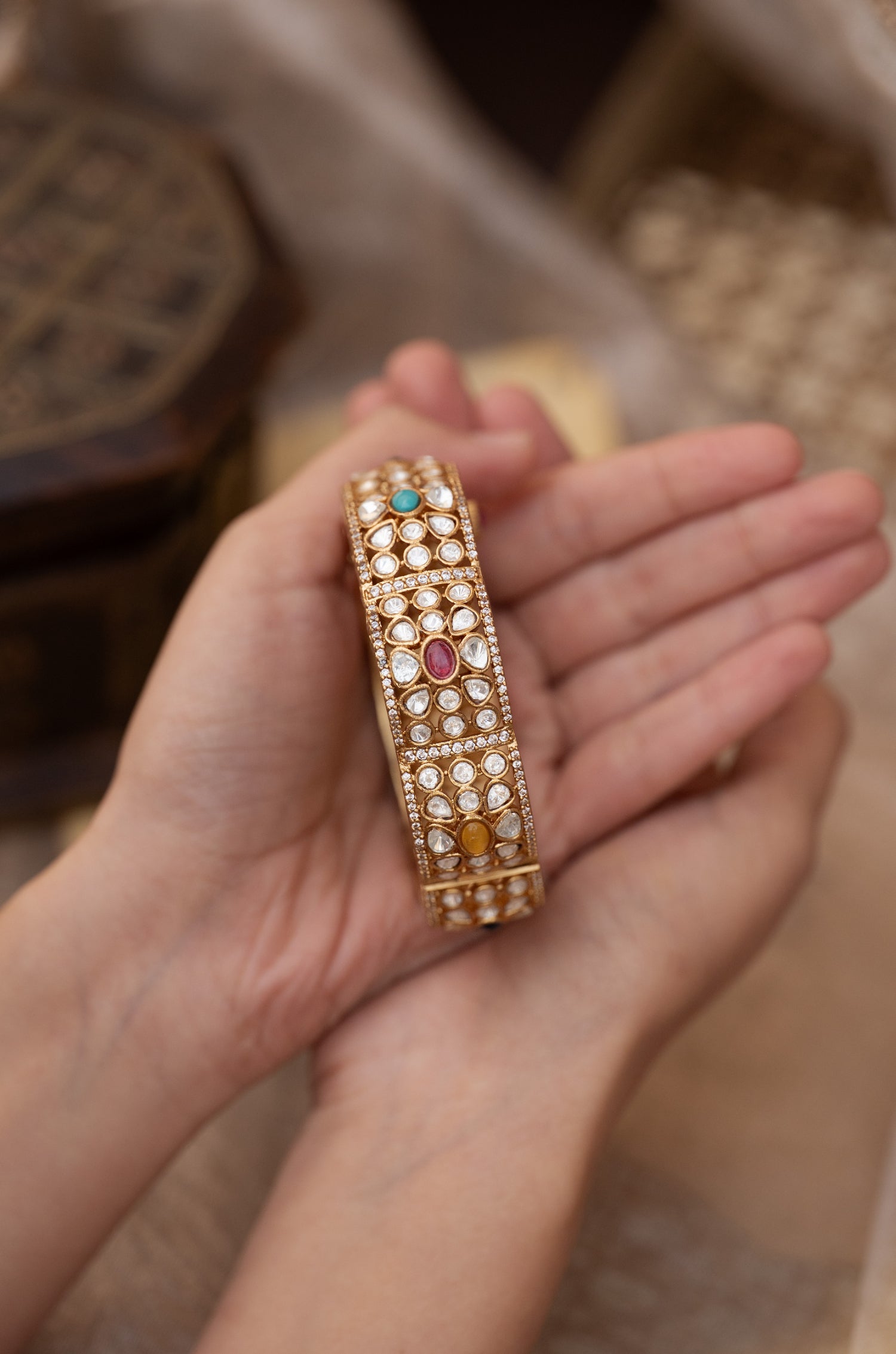 Bloom Multicolored Polki Bangle