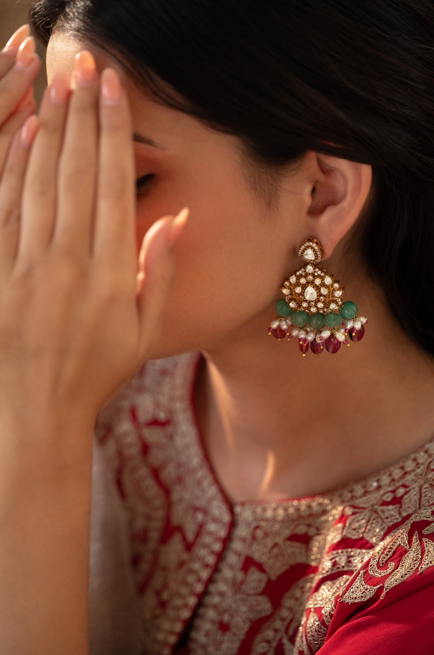 Sabya Pink Polki Earrings