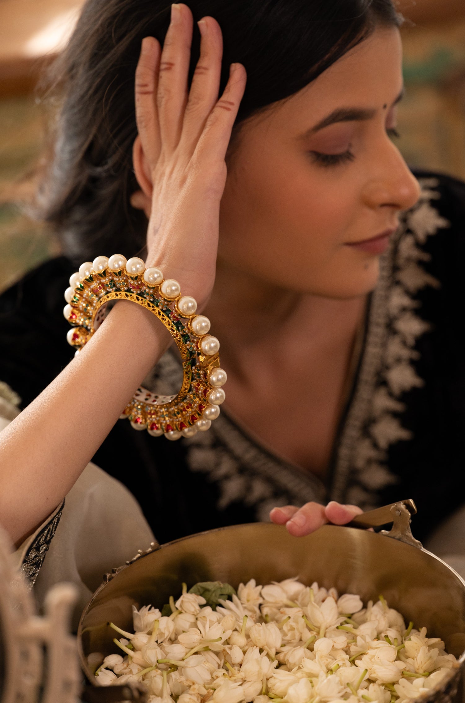 Binita Multicolored Pearl Bangle
