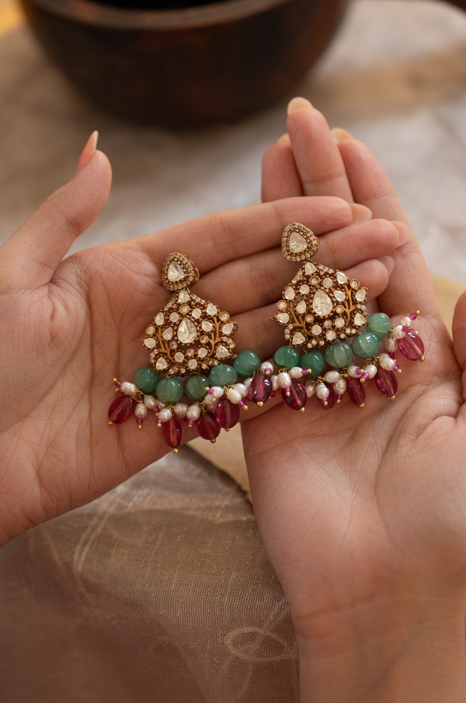 Sabya Pink Polki Earrings