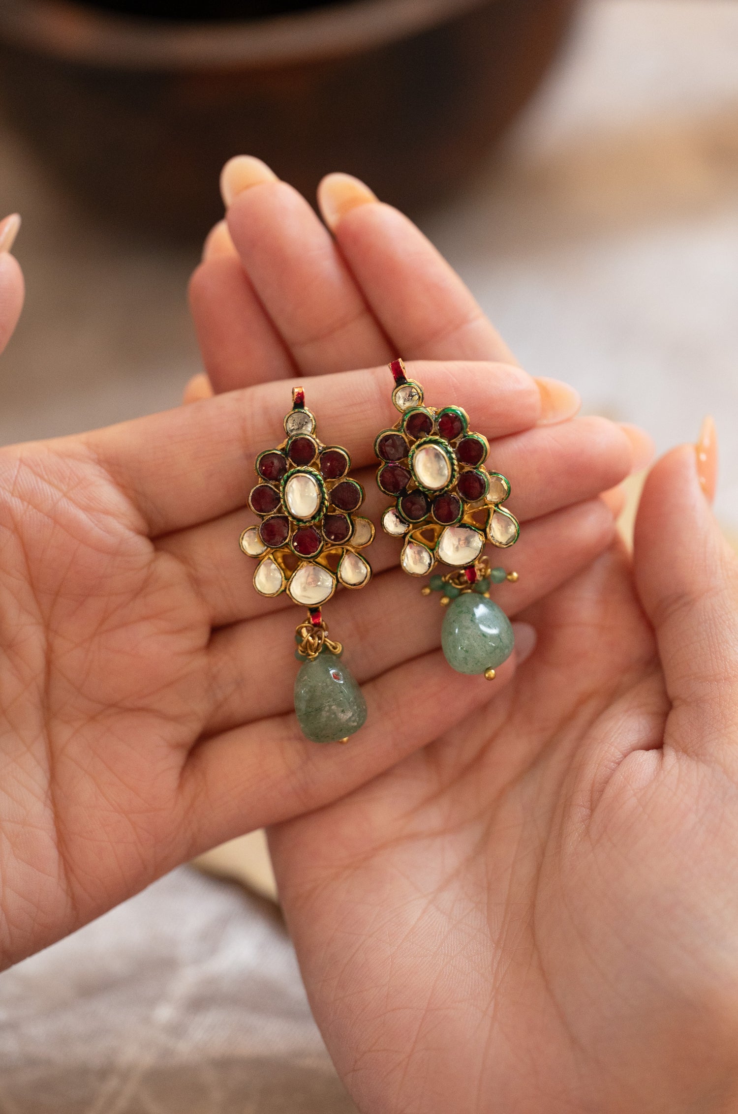 Samina Red Kundan Earrings