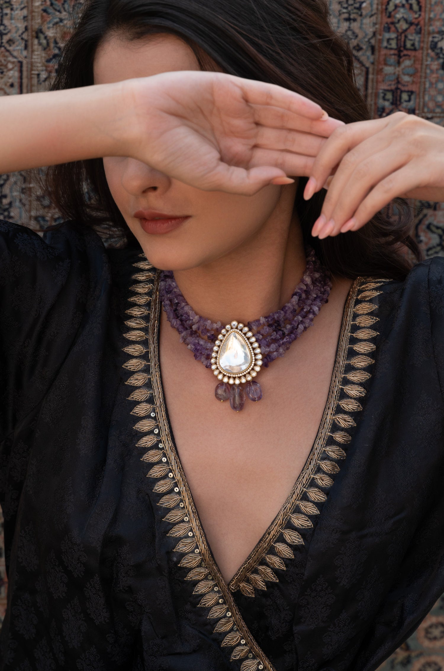Eravati Polki Layered Necklace