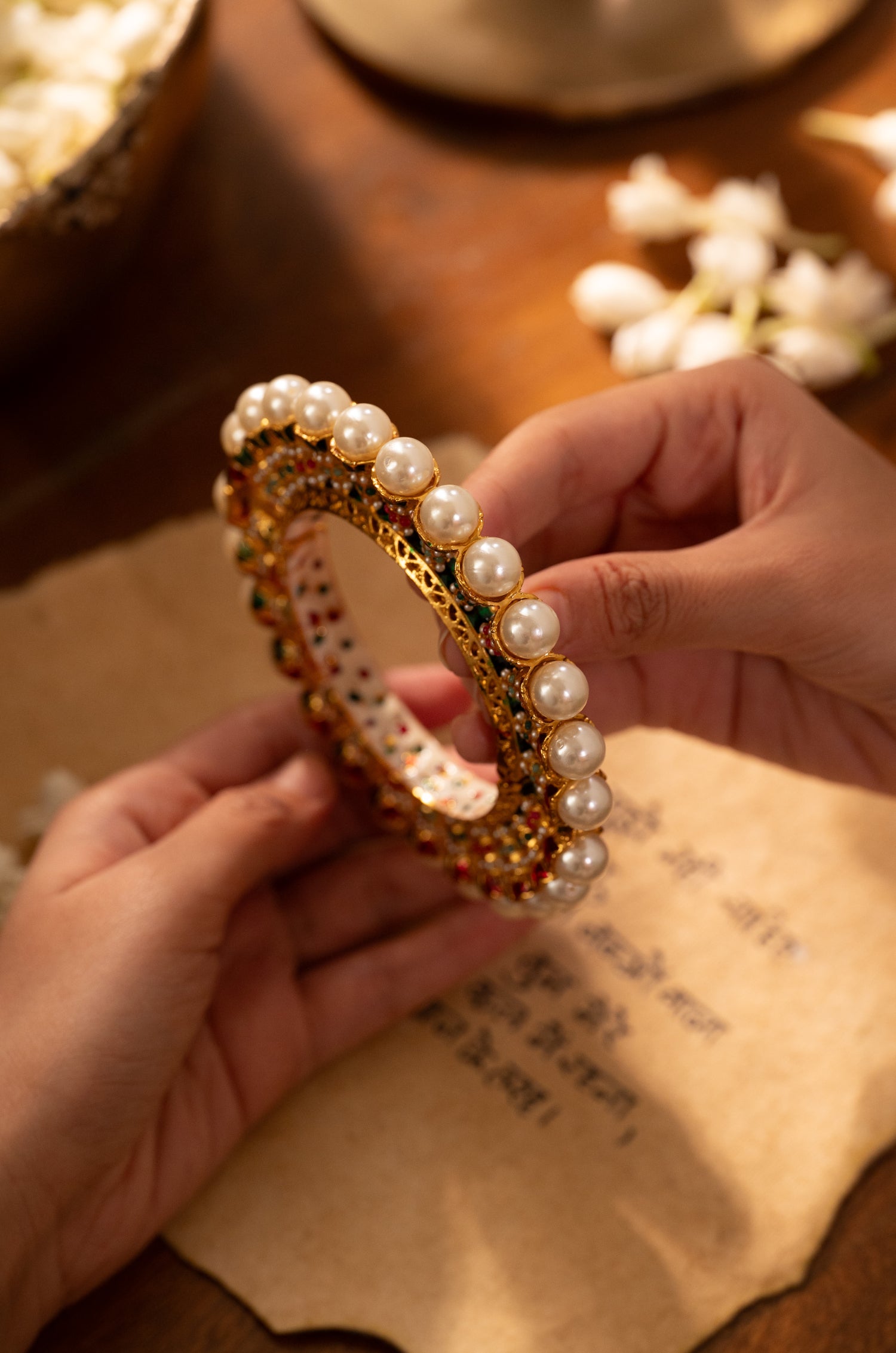 Binita Multicolored Pearl Bangle