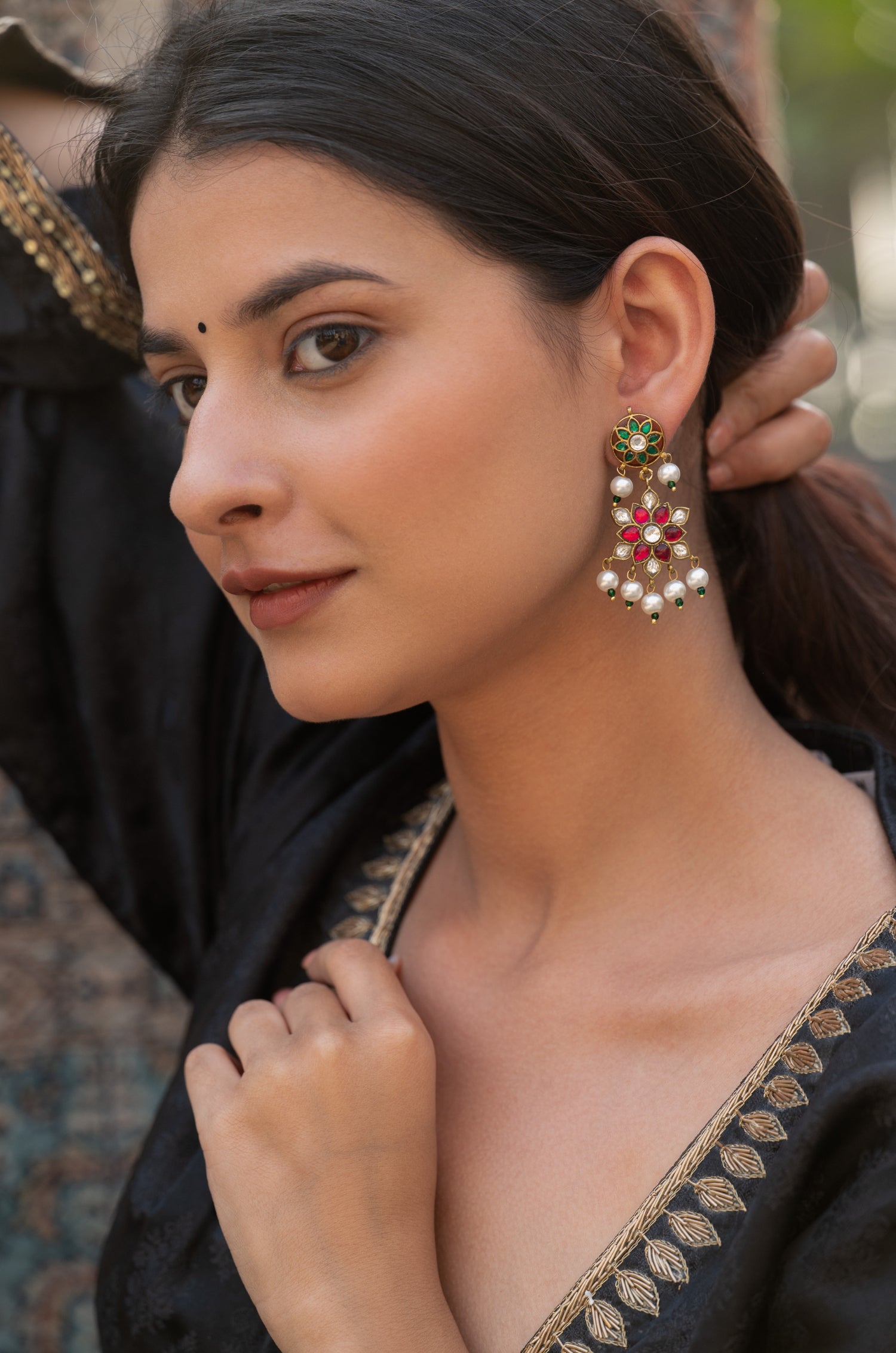 Parisha Pink Kundan Earrings