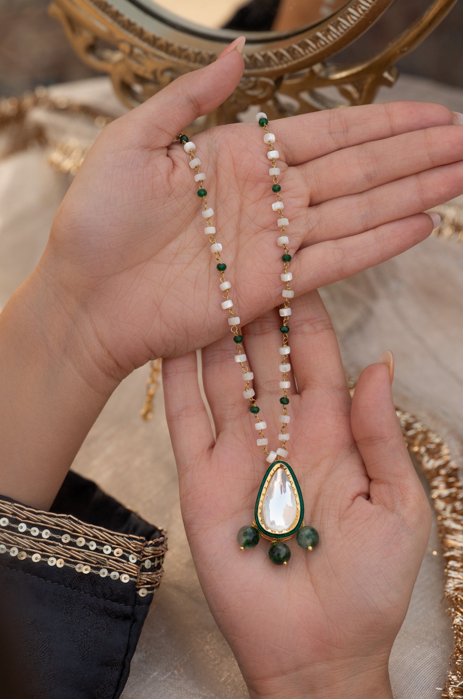 Aditi Green Kundan Necklace