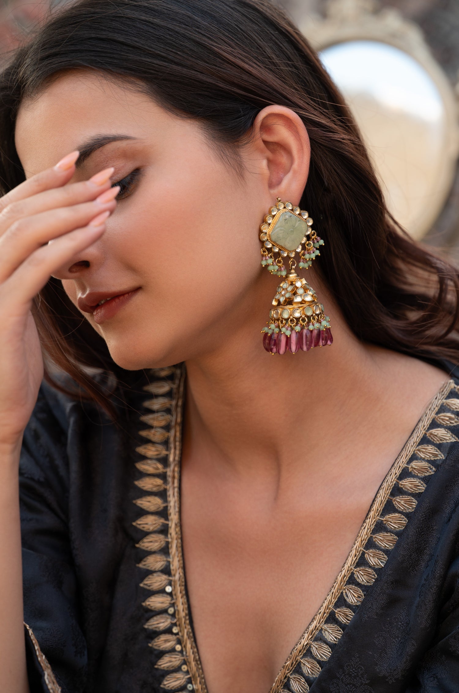 Tavisha Mint Jhumka Earrings