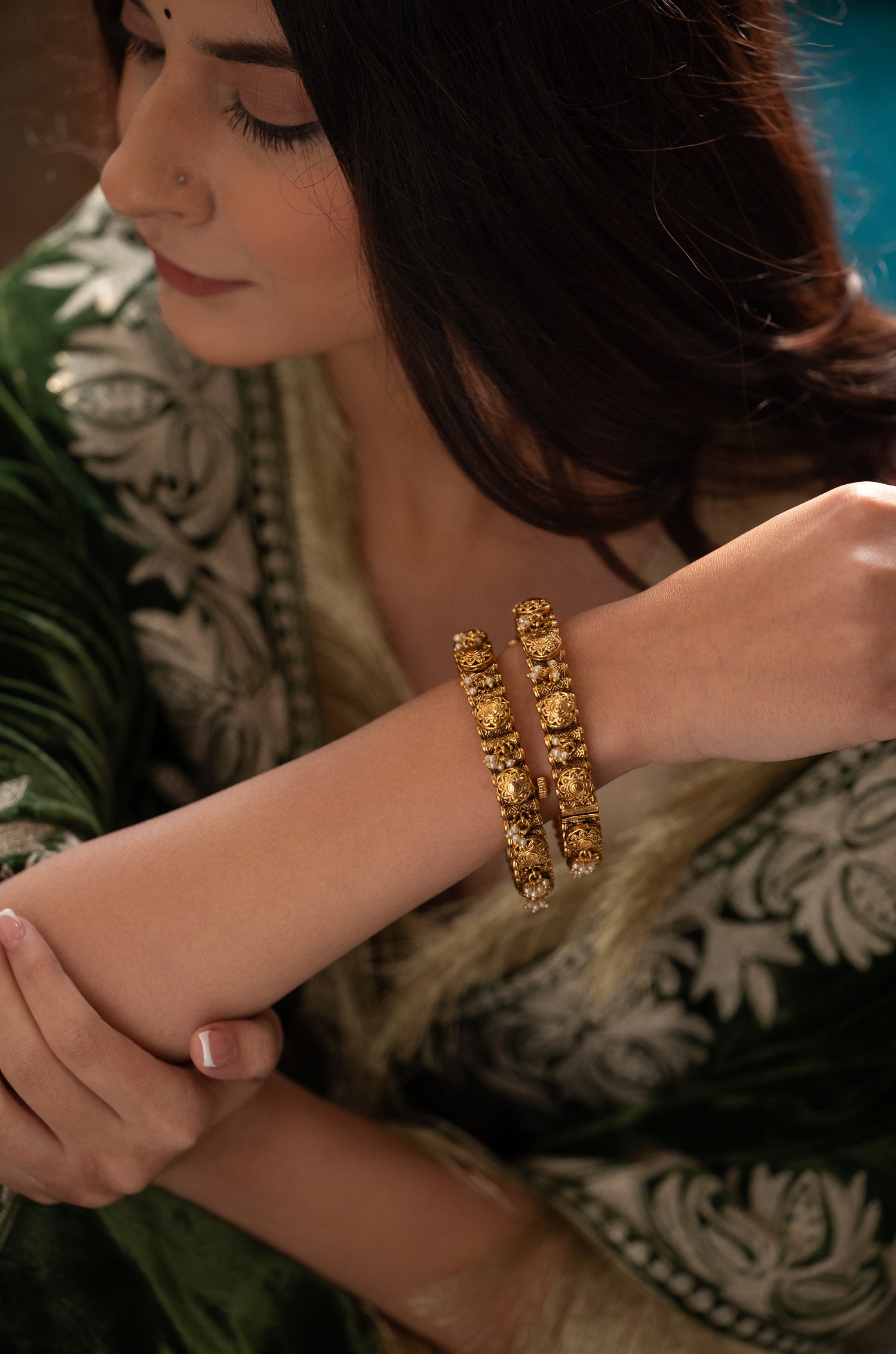 Kanishka Temple Bangles - Set of 2