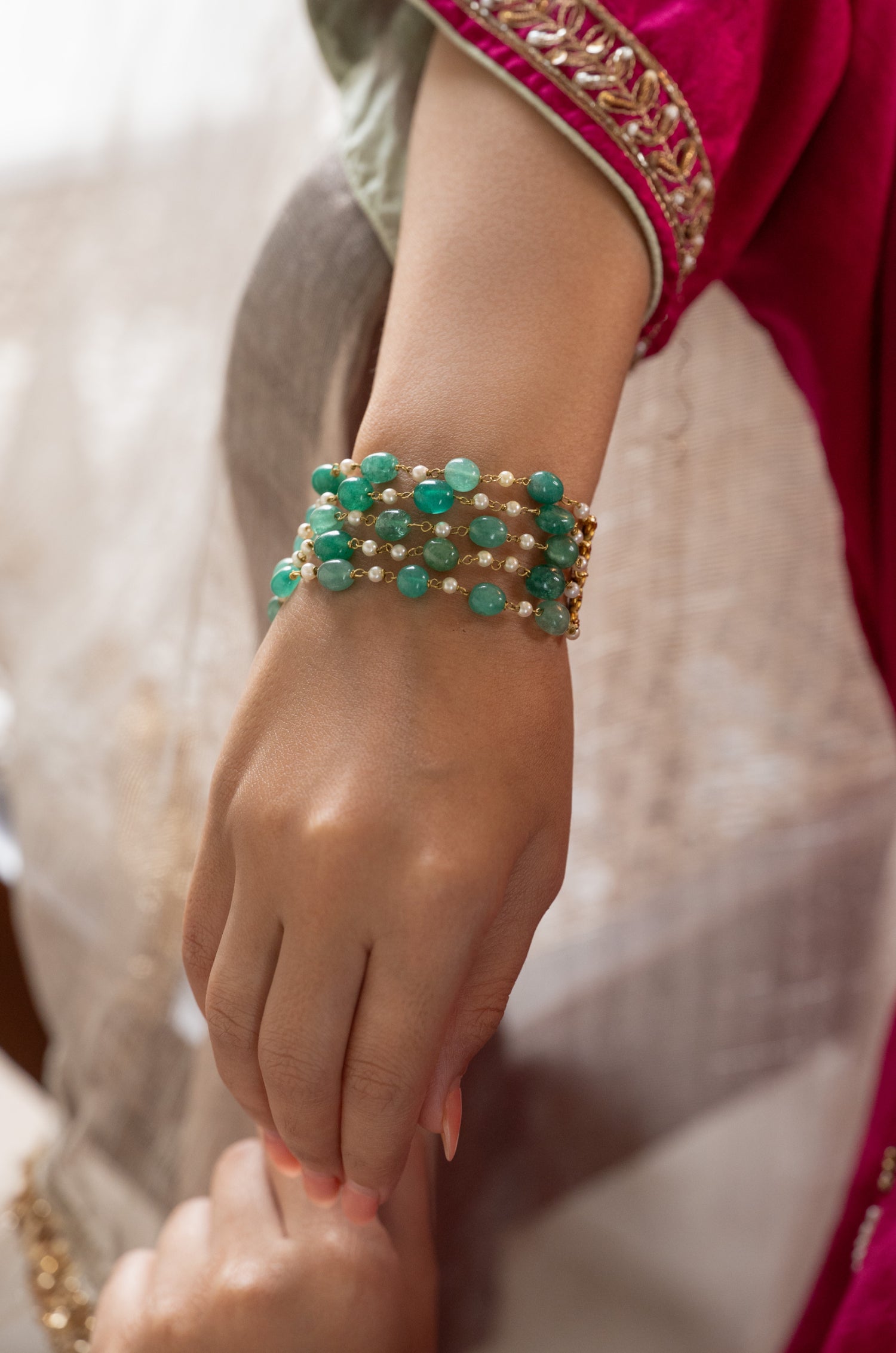 Bhavya Mint Stone Bracelet