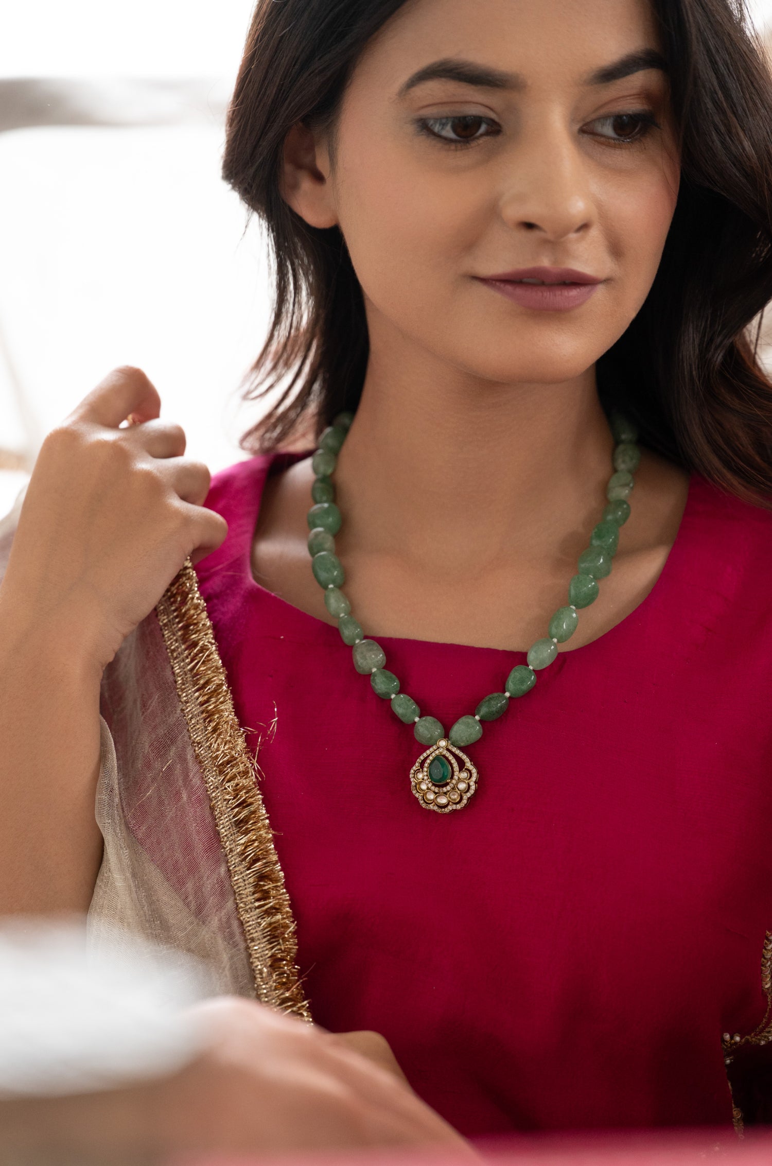 Umaira Green Kundan Necklace