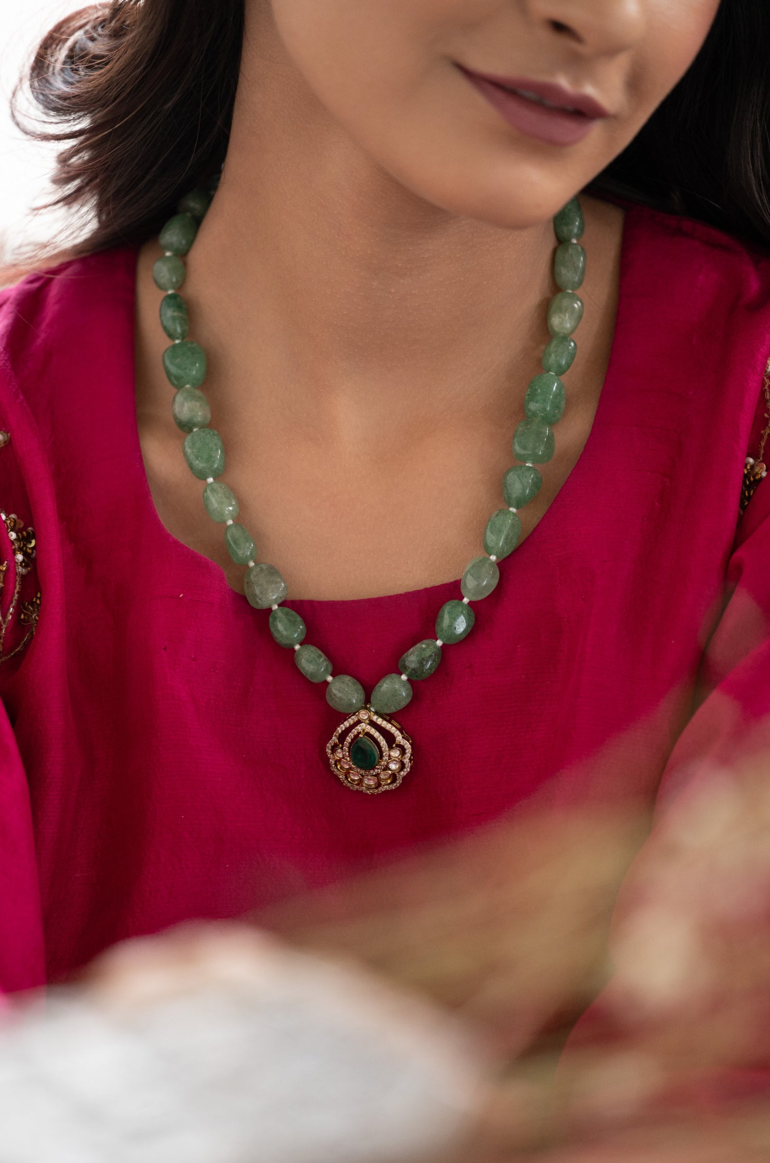 Umaira Green Kundan Necklace