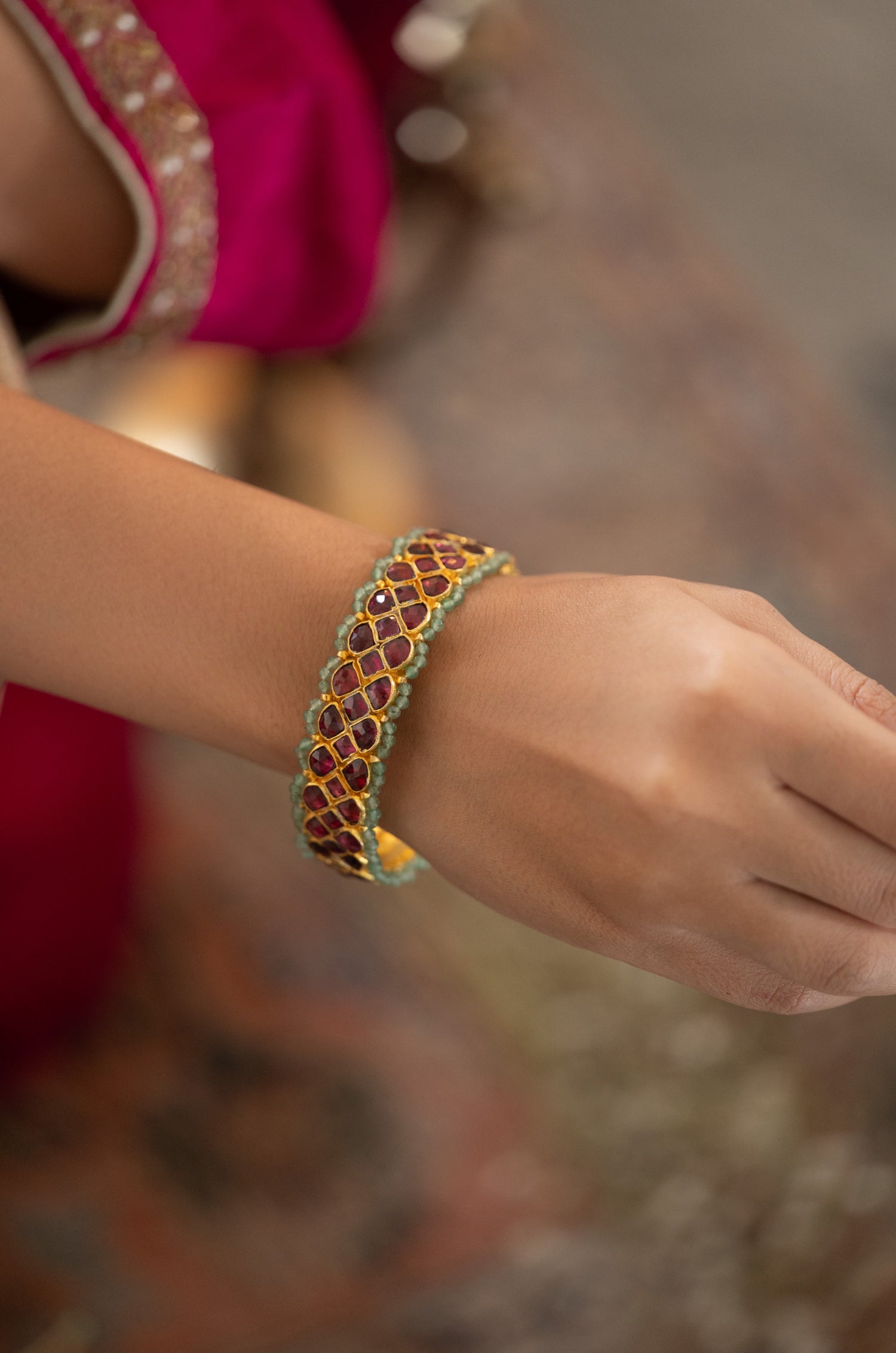 Malvika Pink Kundan Bangle