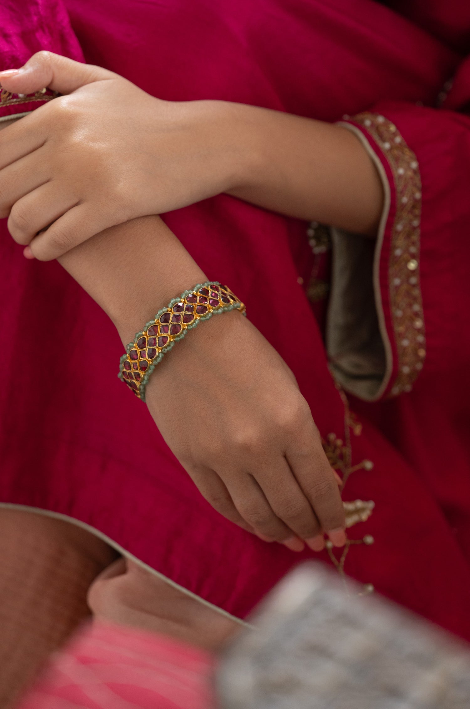 Malvika Pink Kundan Bangle