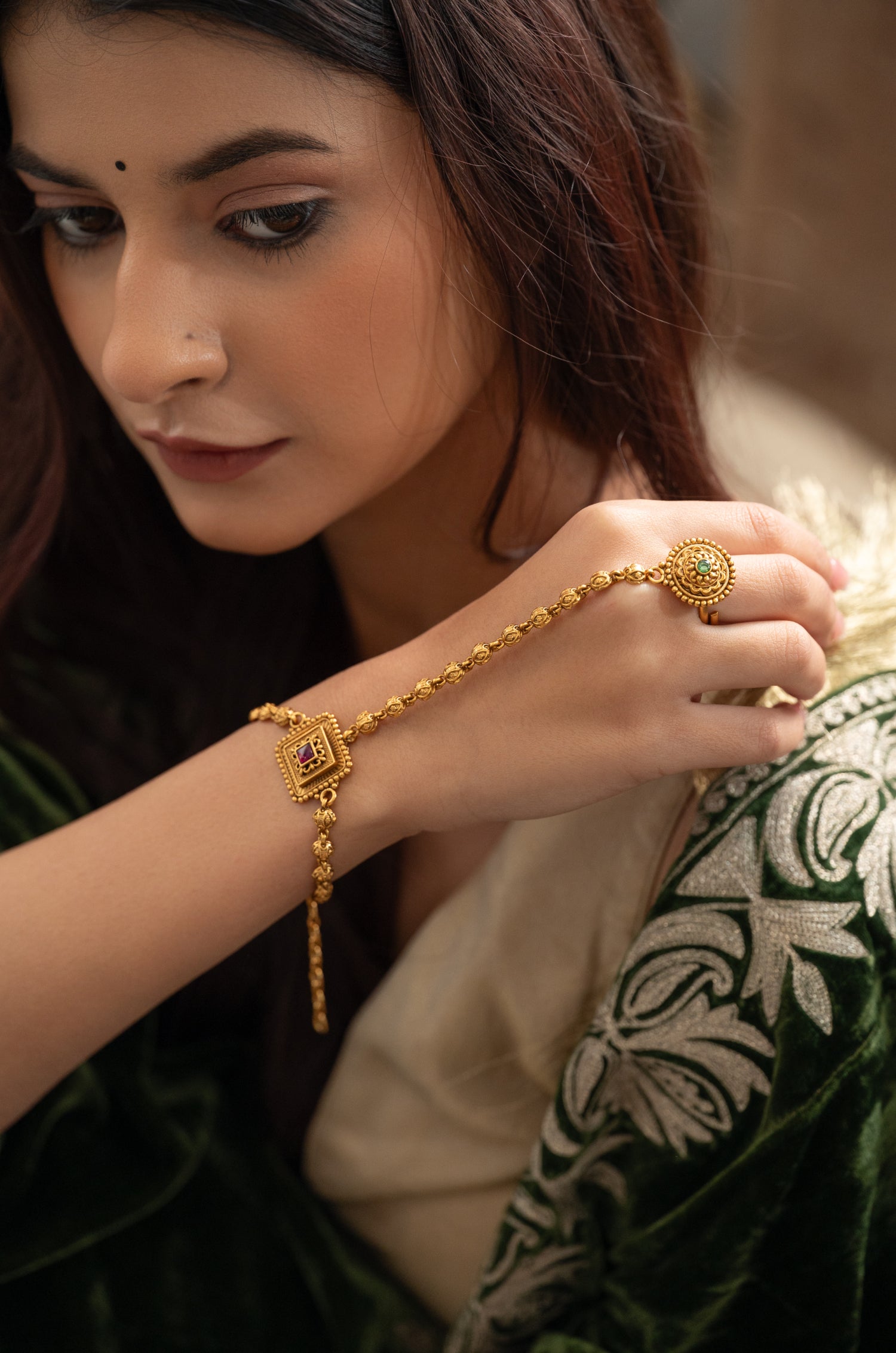Vasudha Temple Hathphool Bracelet