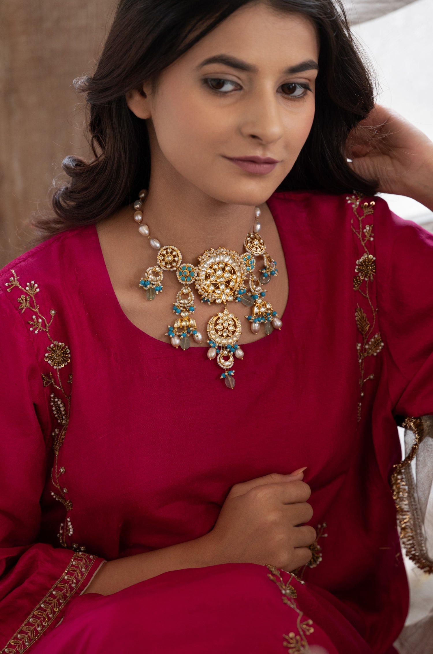 Zarisha Turquoise Kundan Necklace