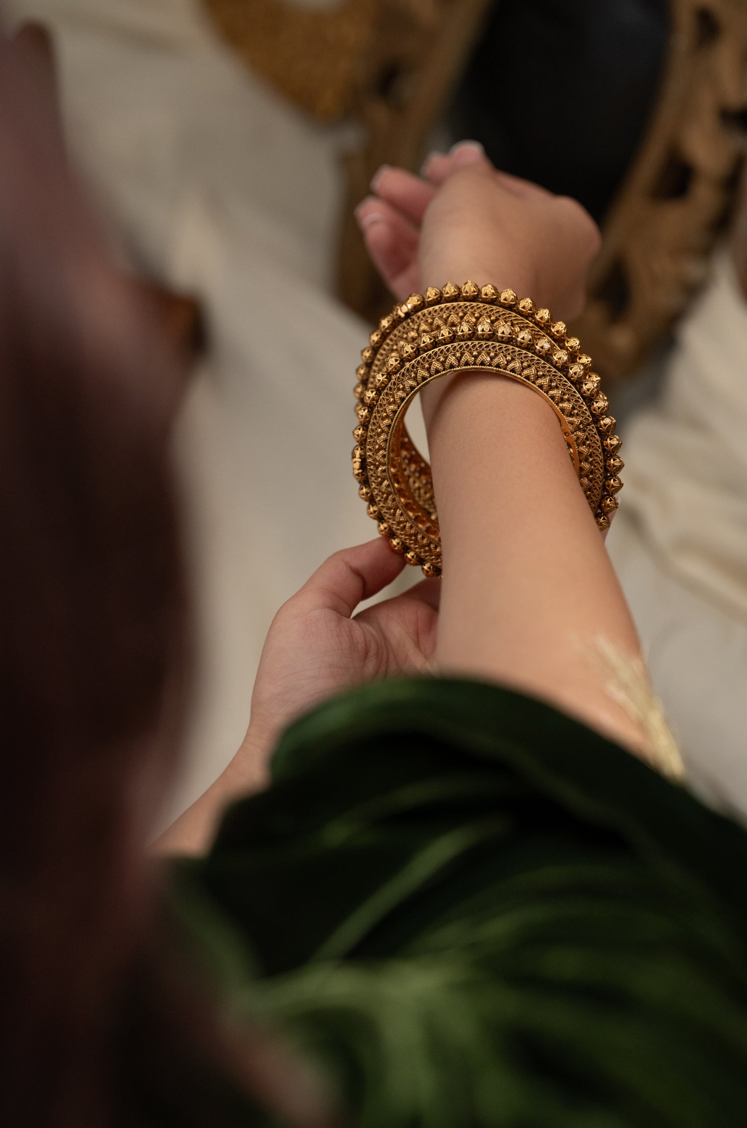 Naaz Temple Work Bangles - Set Of 2