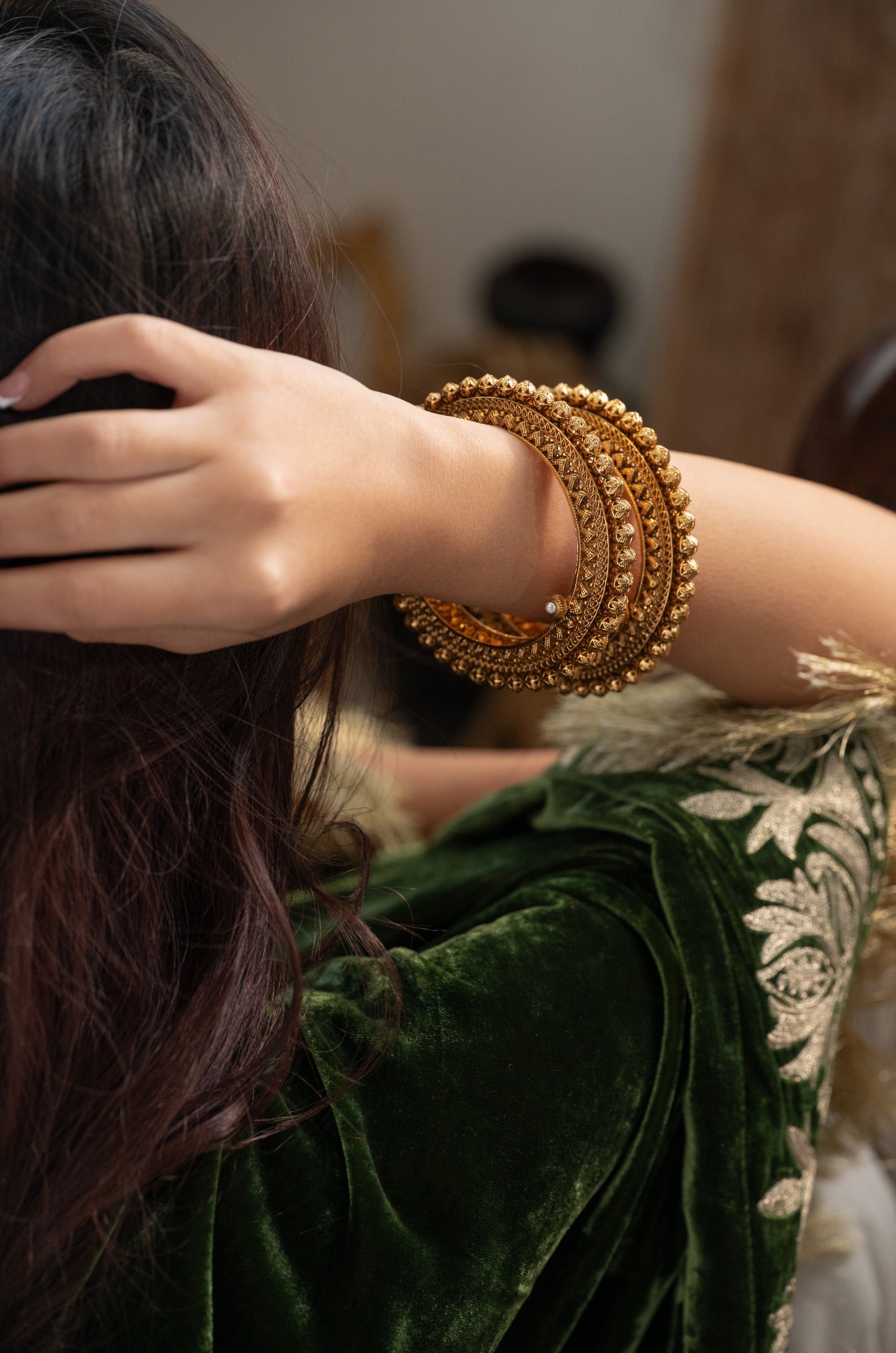Naaz Temple Work Bangles - Set Of 2