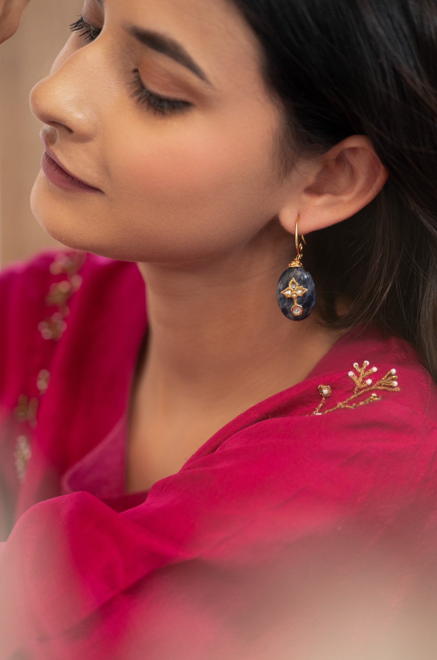 Manika Blue Kundan Earrings