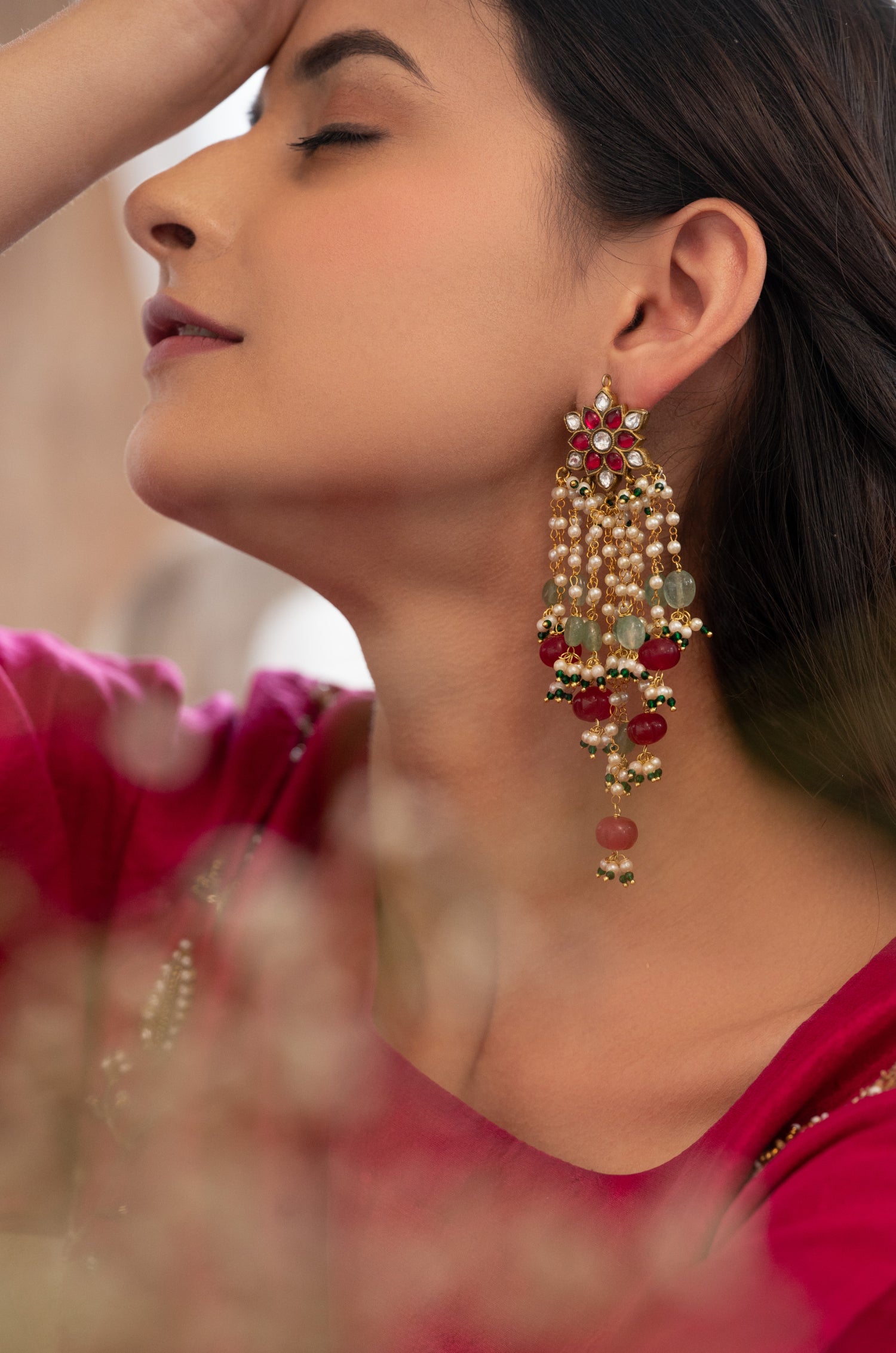 Amanya Pink Kundan Earrings