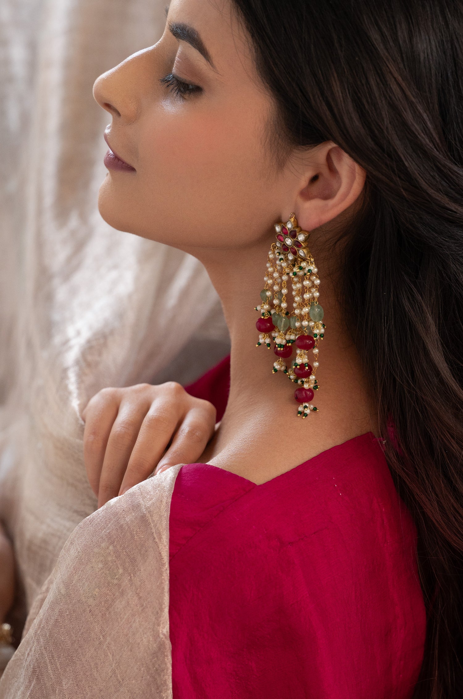 Amanya Pink Kundan Earrings