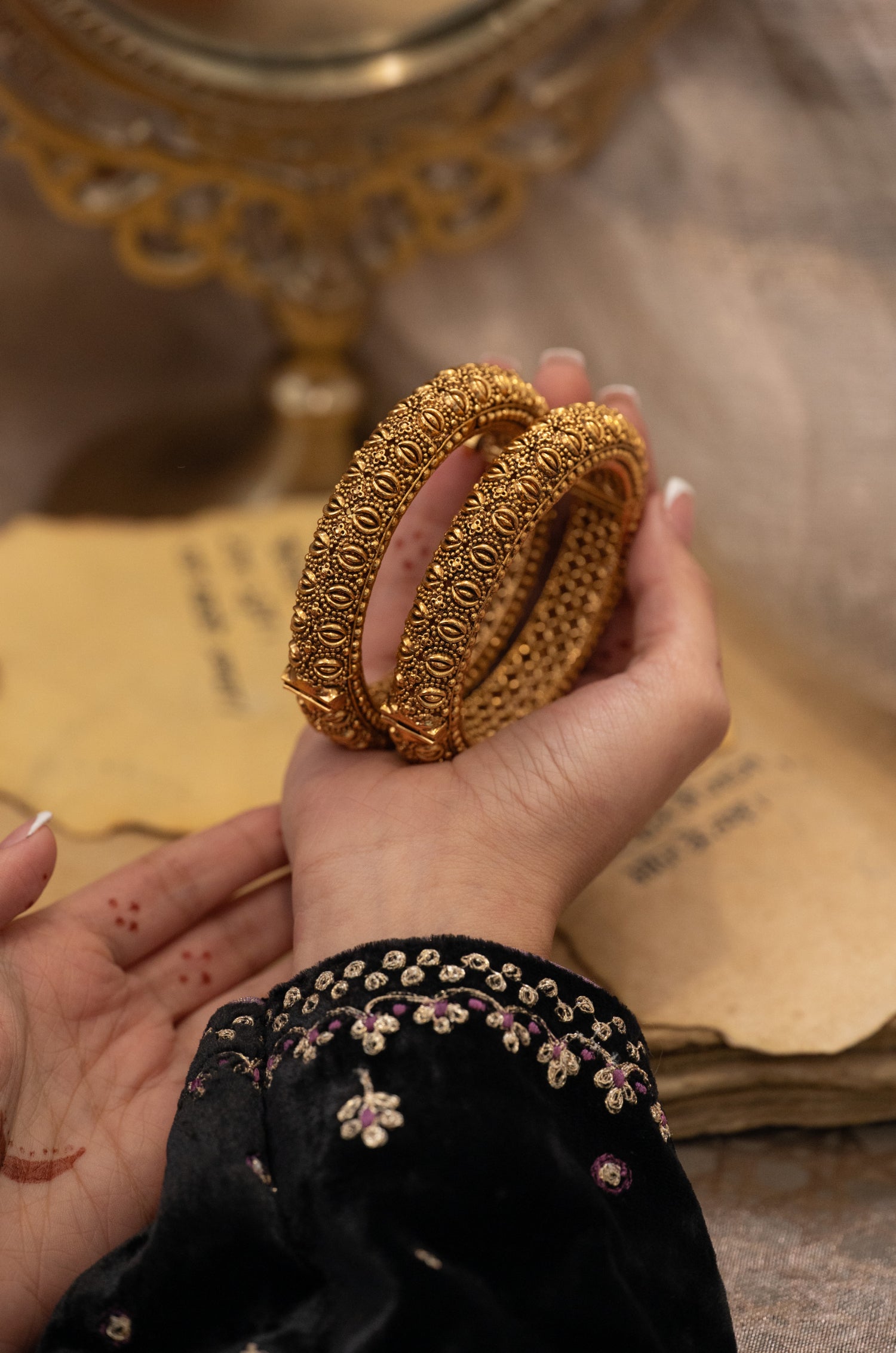 Jayashree Temple Work Bangles - Set Of 2