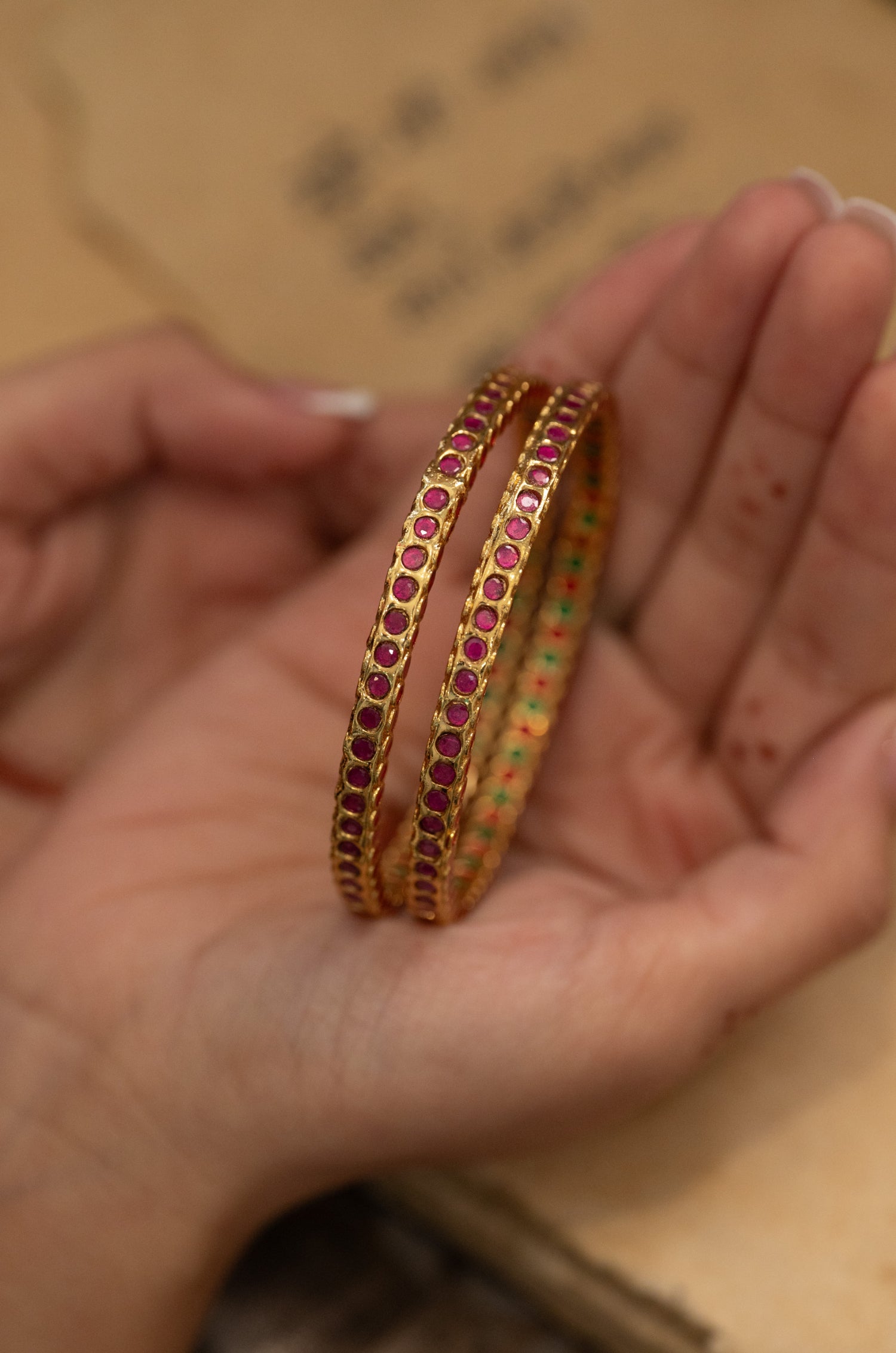 Siya Red Jadau Bangles - Set of 2