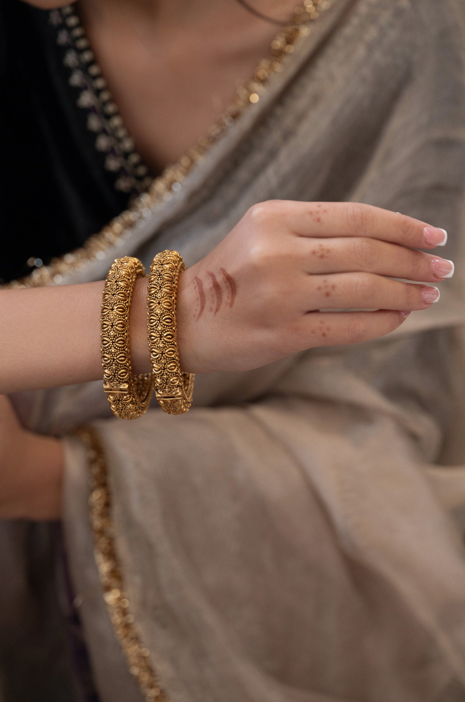 Jayashree Temple Work Bangles - Set Of 2