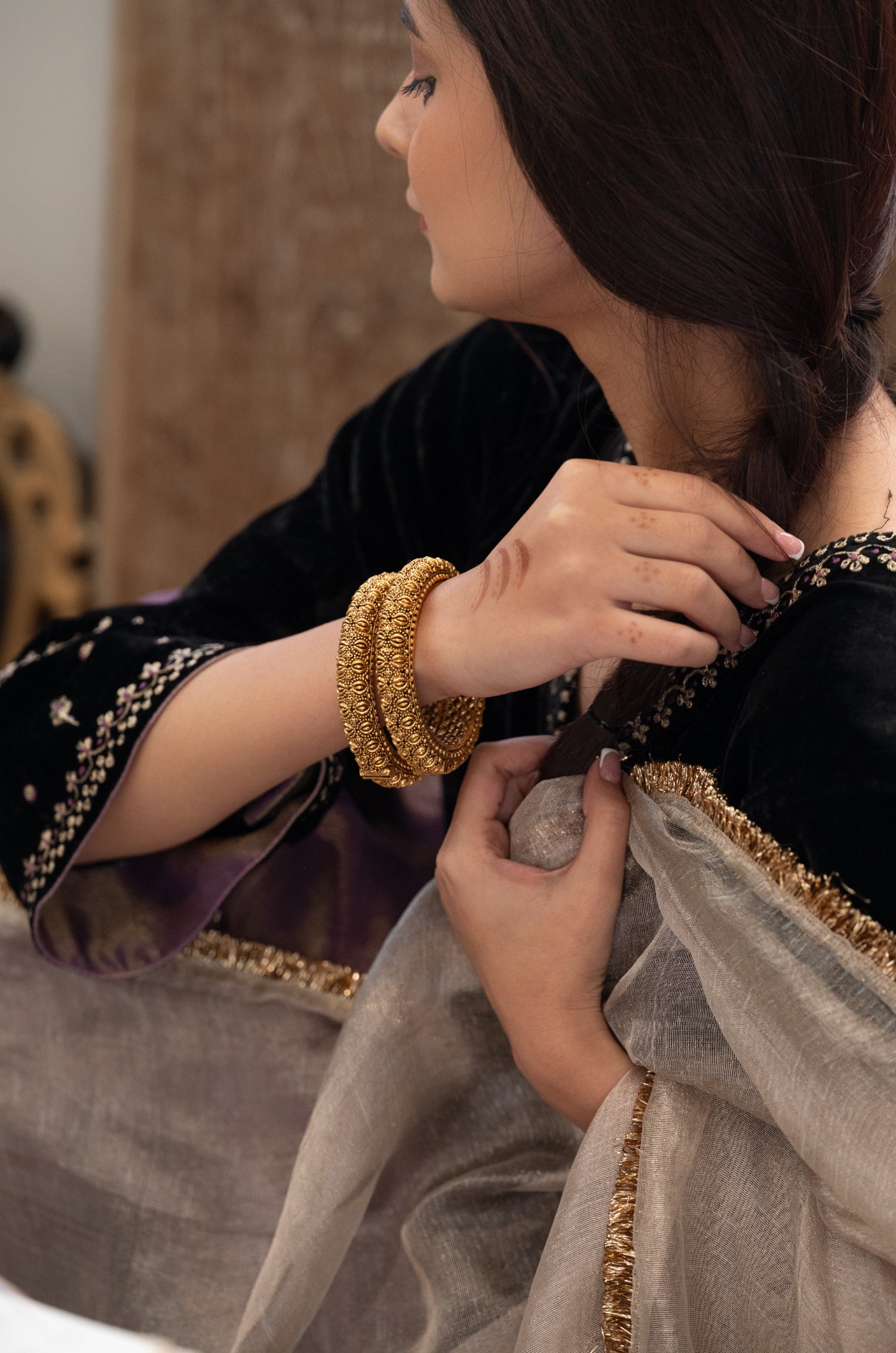 Jayashree Temple Work Bangles - Set Of 2