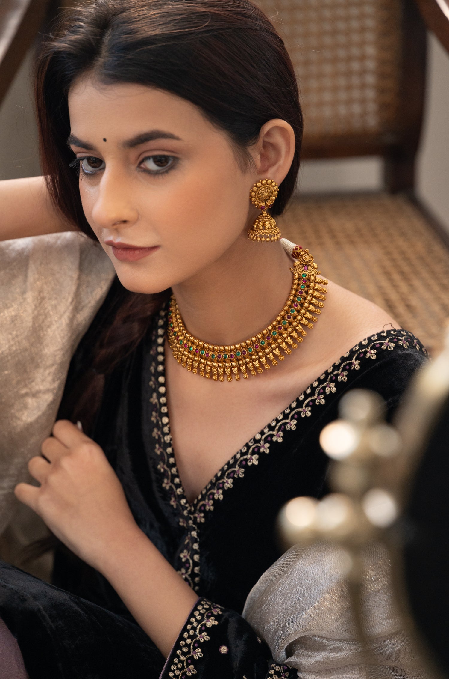 Sharadha Temple Work Necklace Set