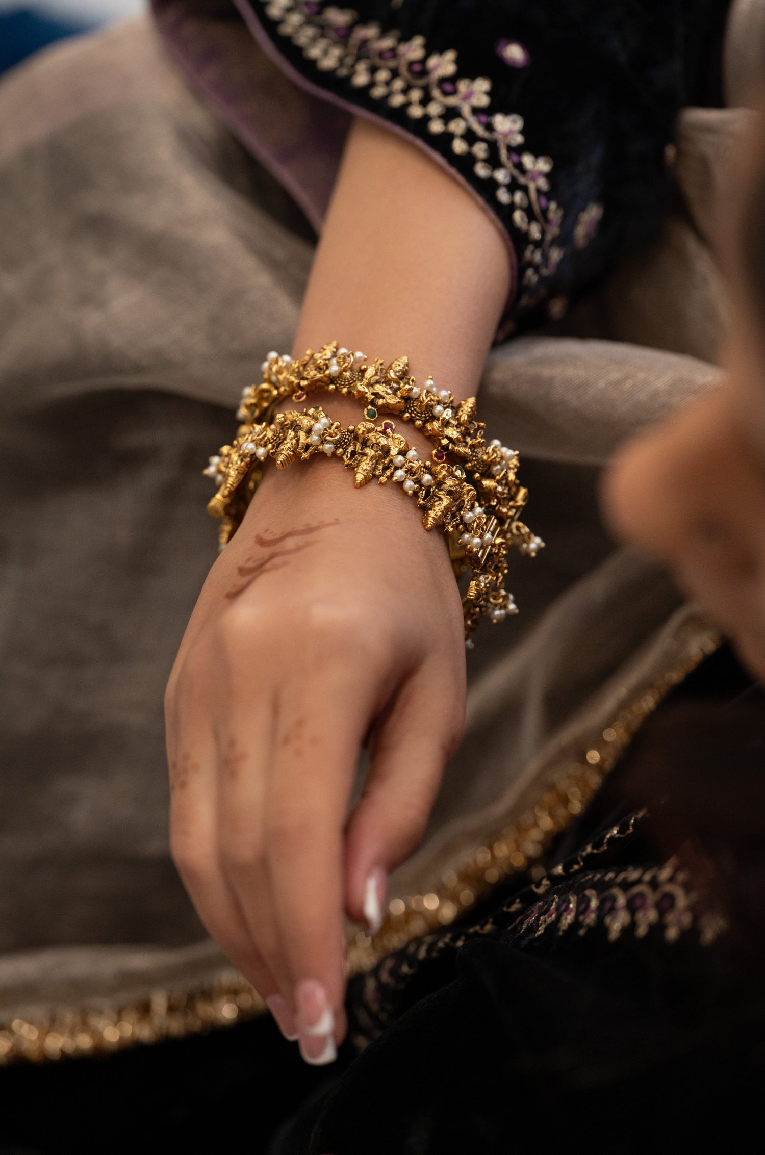 Laila Temple Work Bangles - Set Of 2