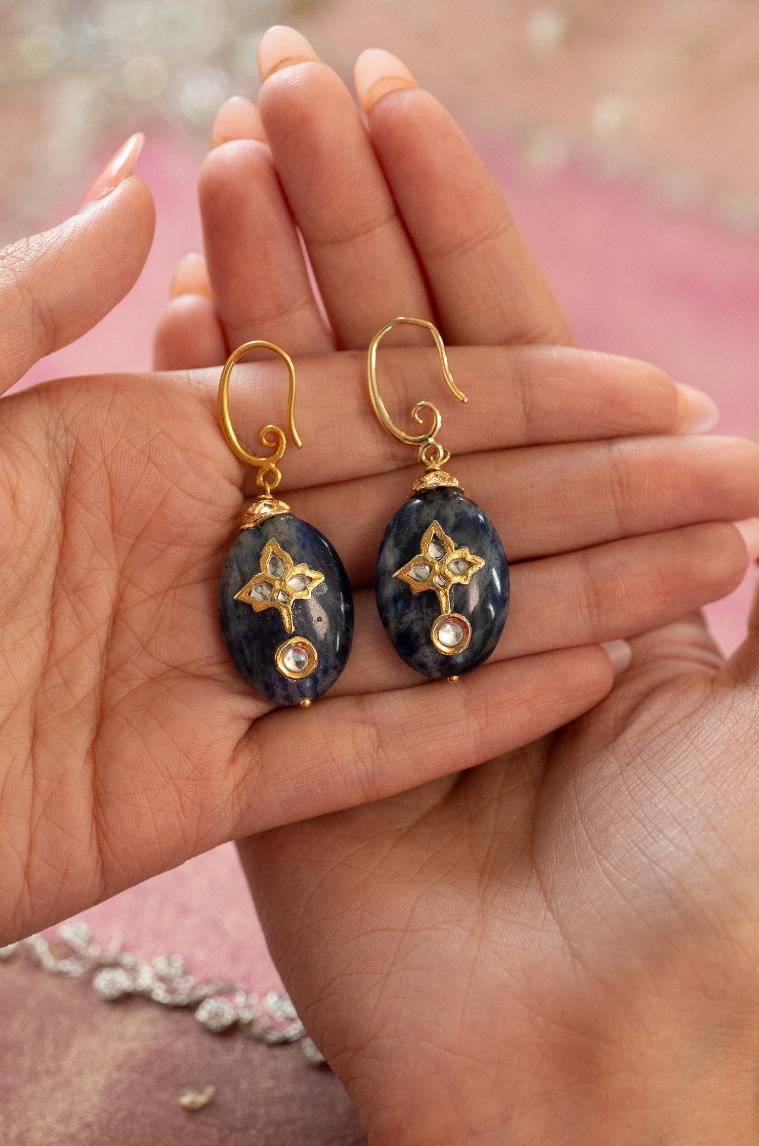 Manika Blue Kundan Earrings